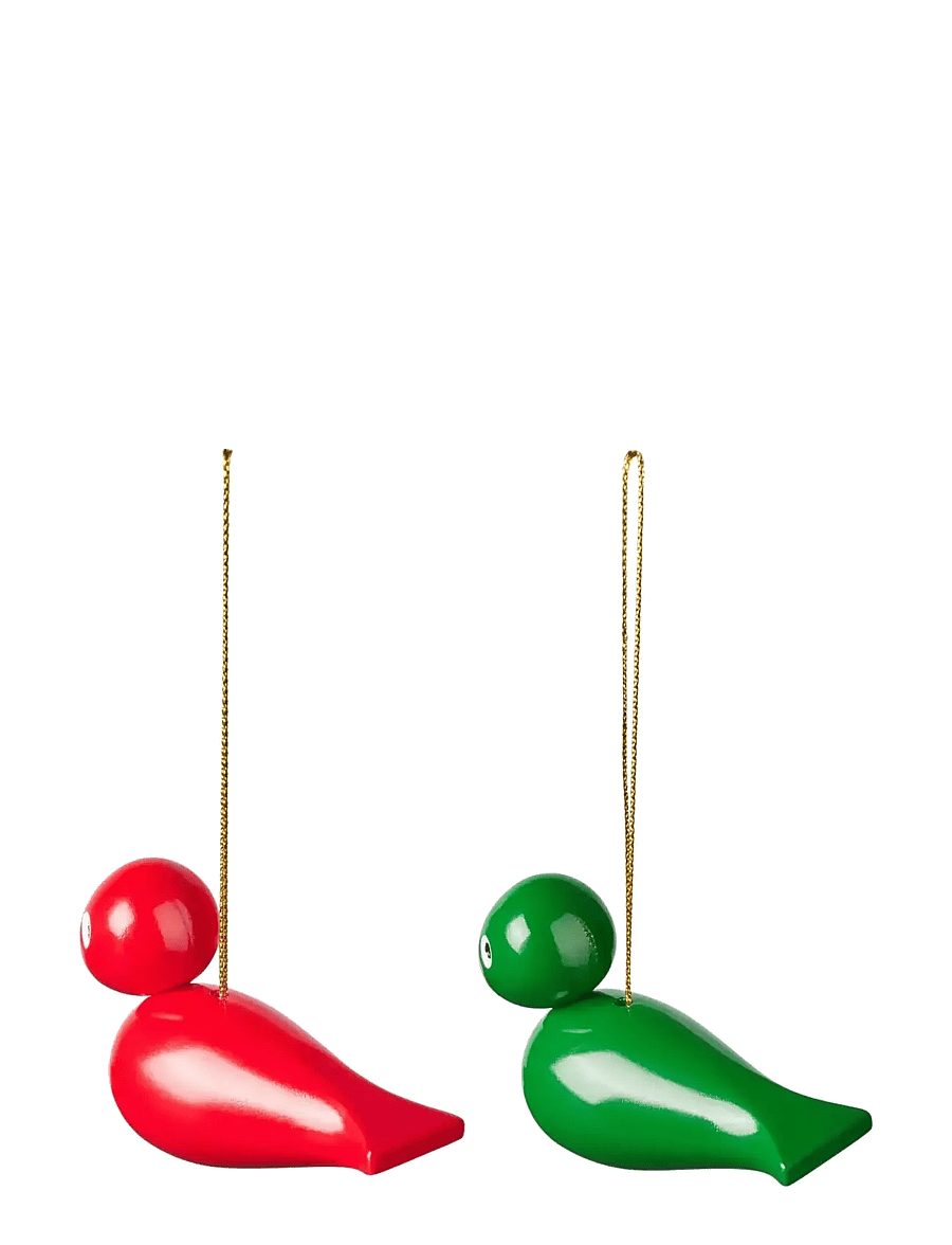 Kay Bojesen - Christmas birds H5 red/green 2 pcs. - red/green - 2