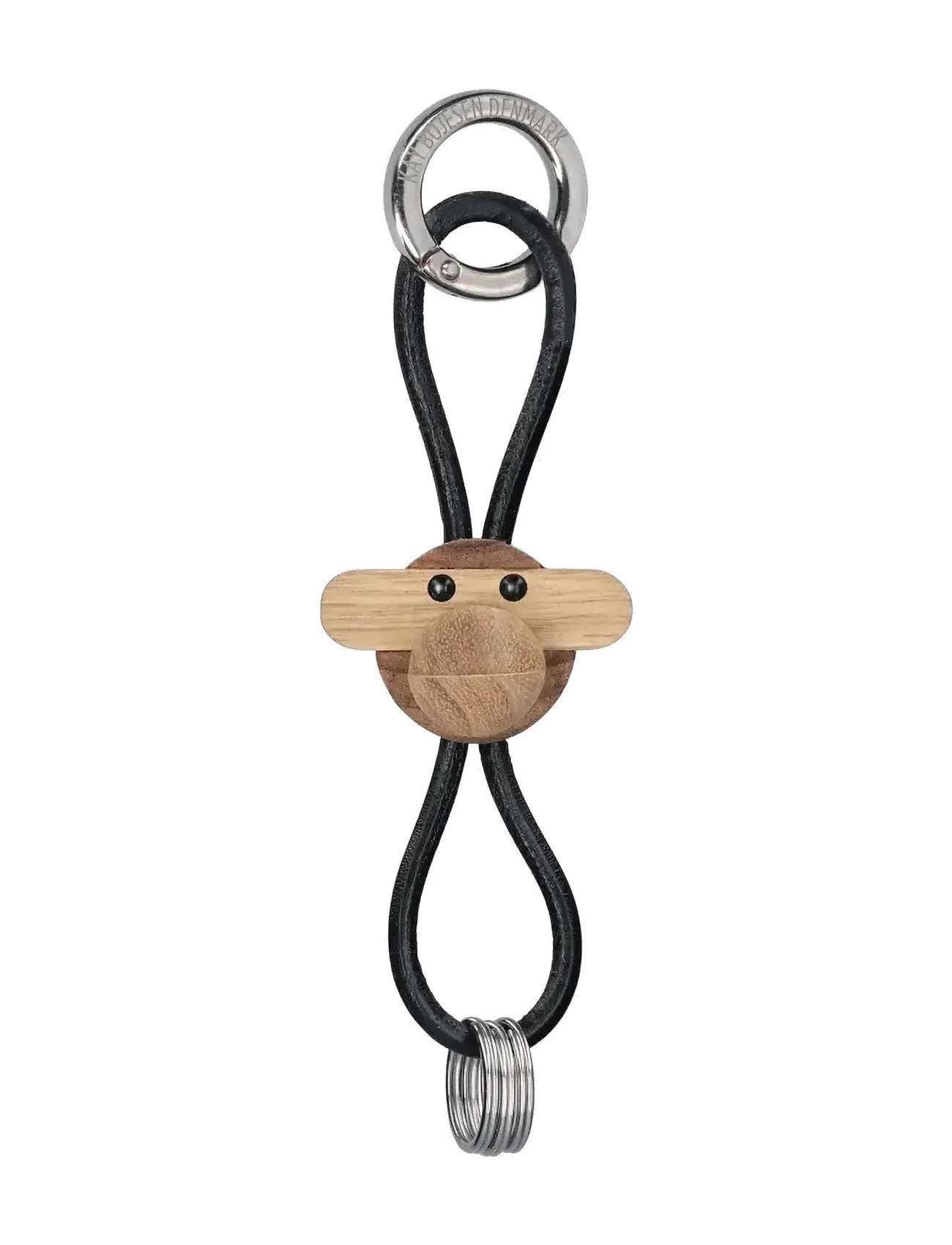 Kay Bojesen - Monkey Silver Keychain with Black Leather teak/limba - schlüsselanhänger - teak/limba - 1