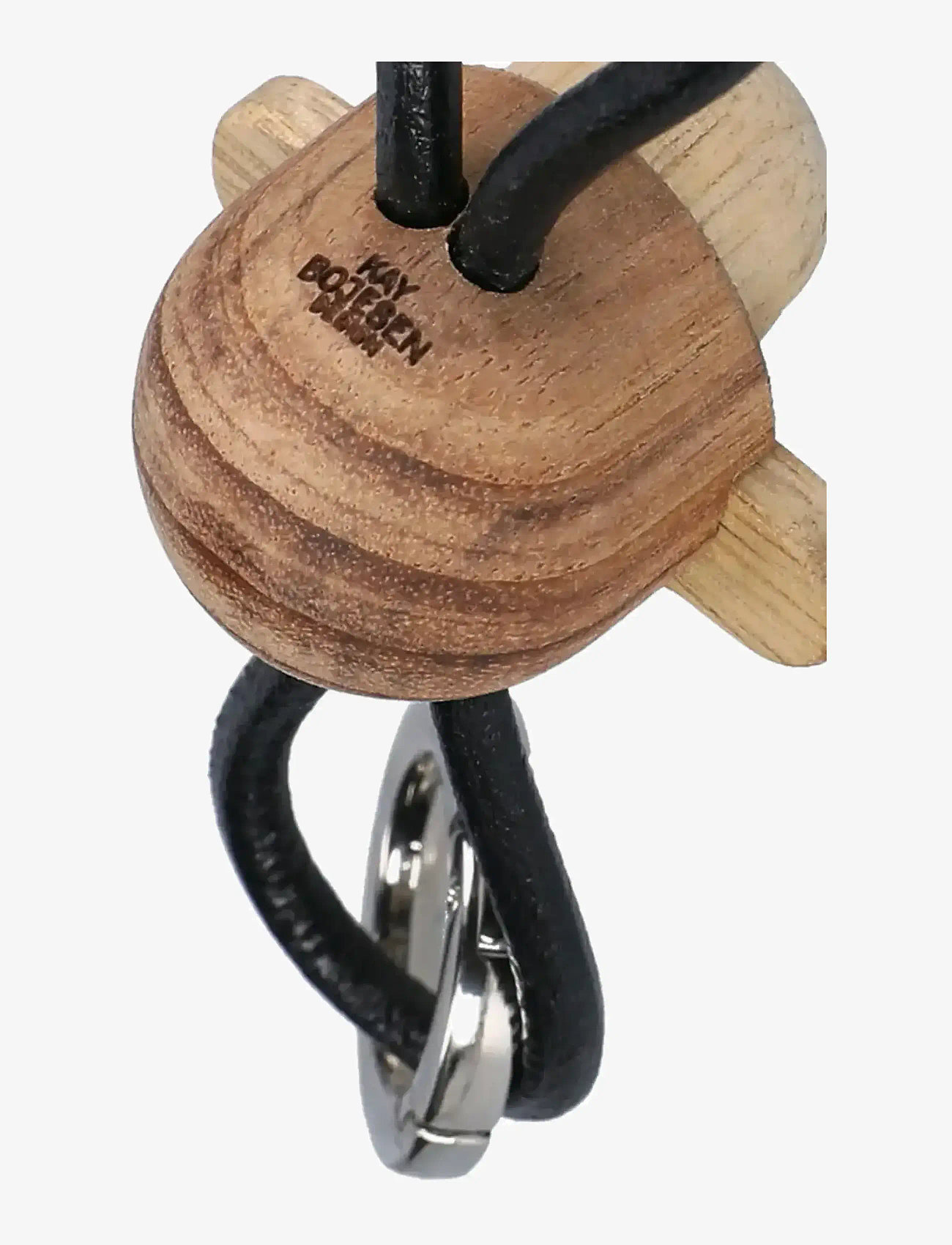 Kay Bojesen - Monkey Silver Keychain with Black Leather teak/limba - key chains - teak/limba - 2