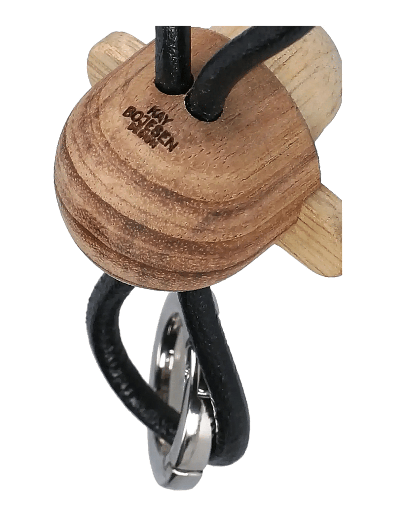 Kay Bojesen - Monkey Silver Keychain with Black Leather teak/limba - key chains - teak/limba - 2