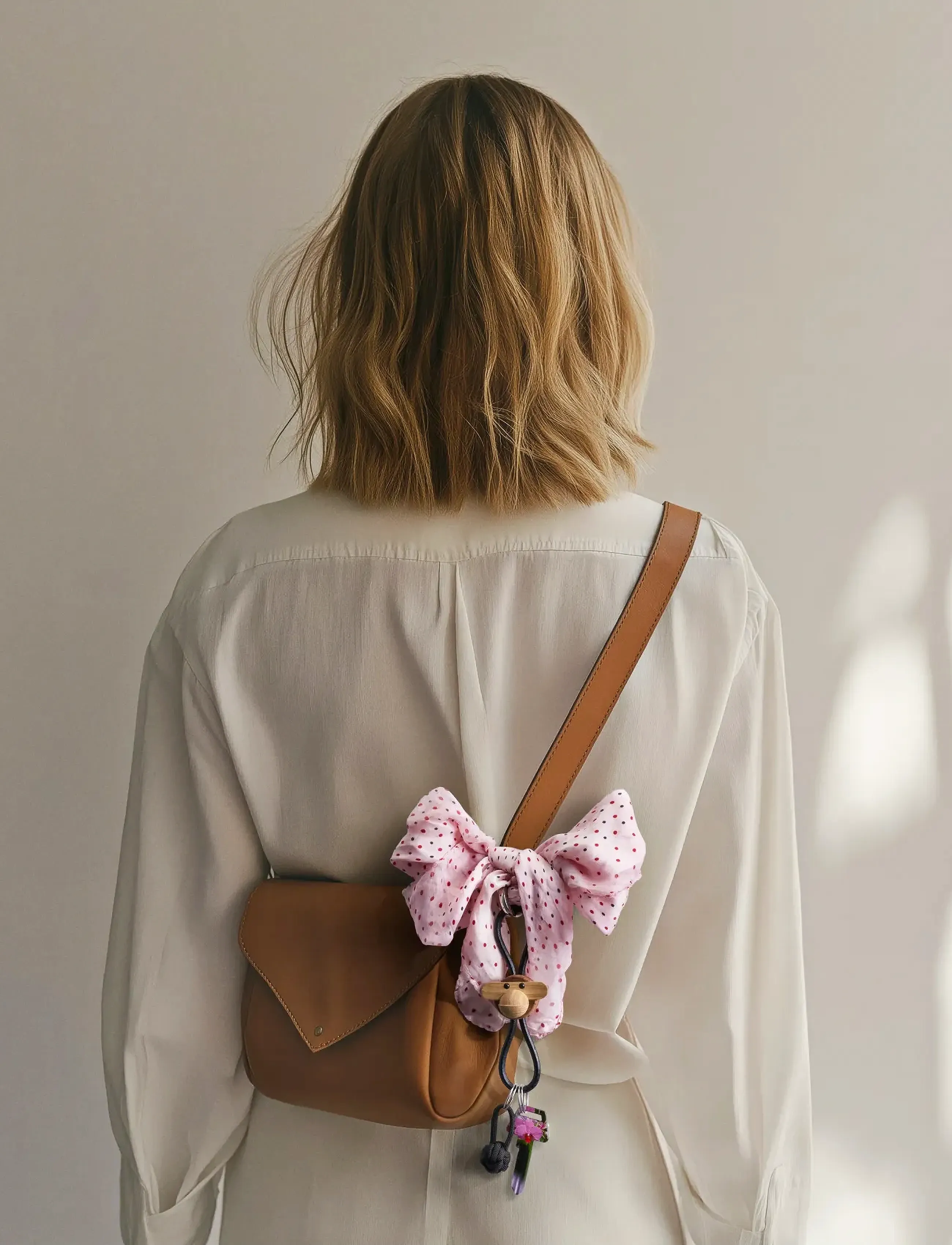 Kay Bojesen Abe Sølv Nøglering Med Sortlæder Teak/Limba, One Size, Accessories, Schwarz - Key Chains, Frauen