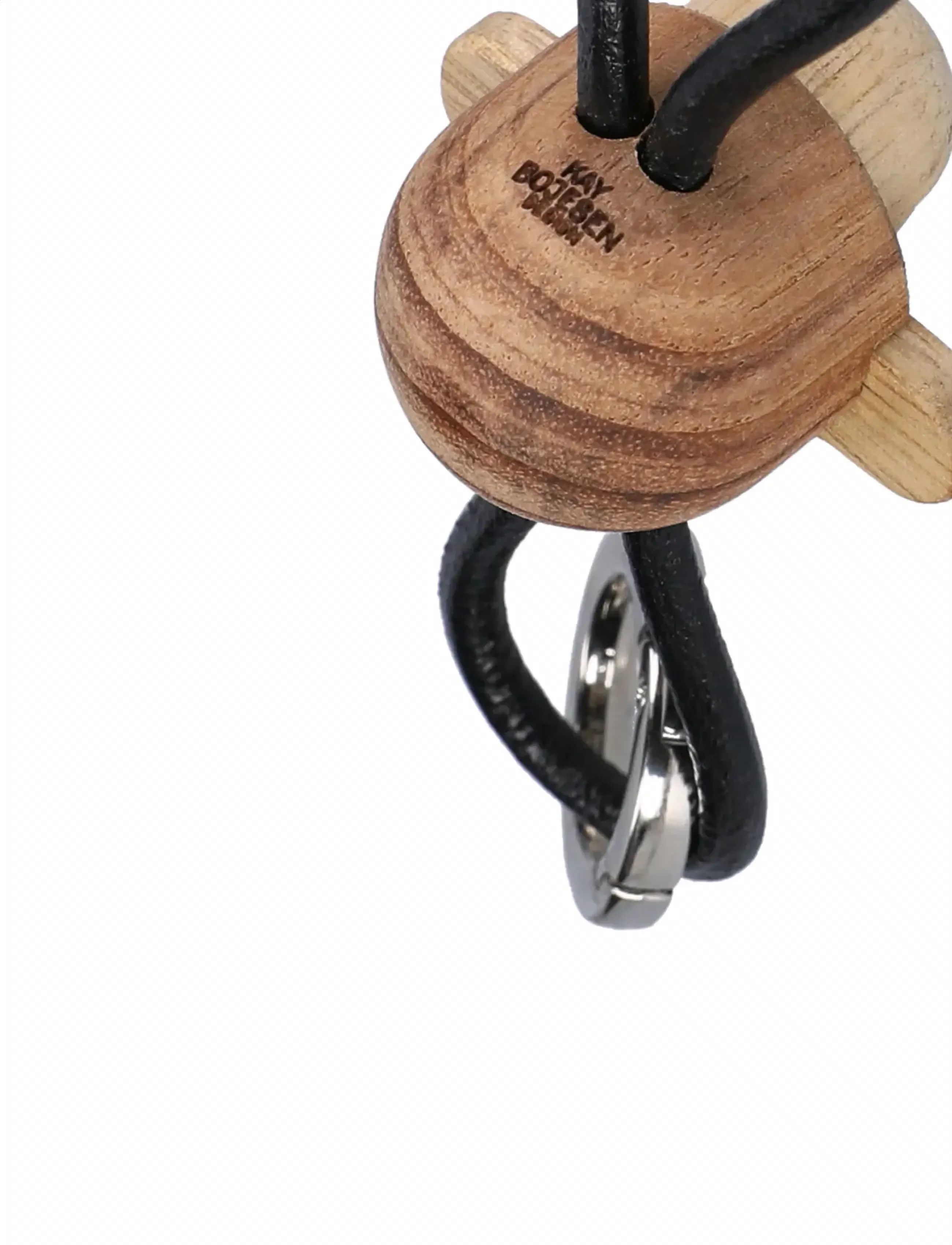 Kay Bojesen - Monkey Silver Keychain with Black Leather teak/limba - schlüsselanhänger - teak/limba - 4