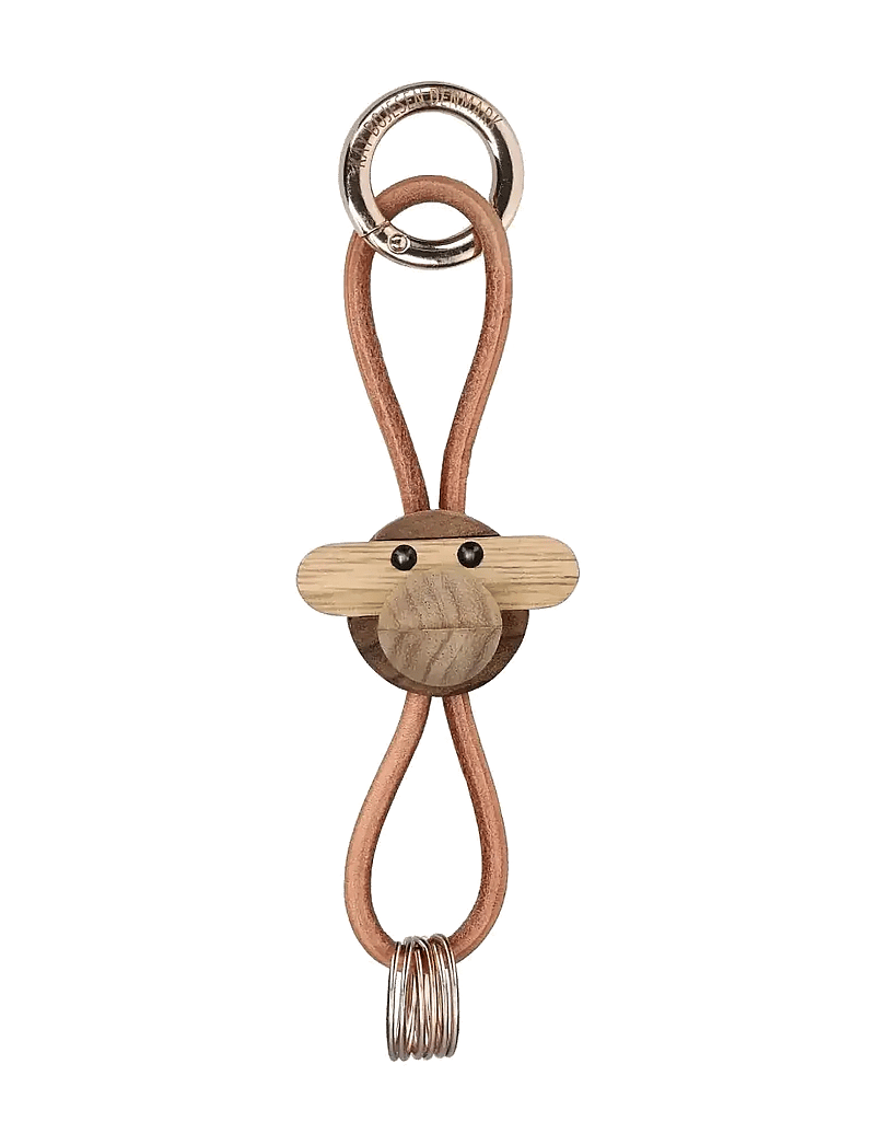 Kay Bojesen - Monkey Gold Keychain with Natural Leather teak/limba - holzfiguren - teak/limba - 1
