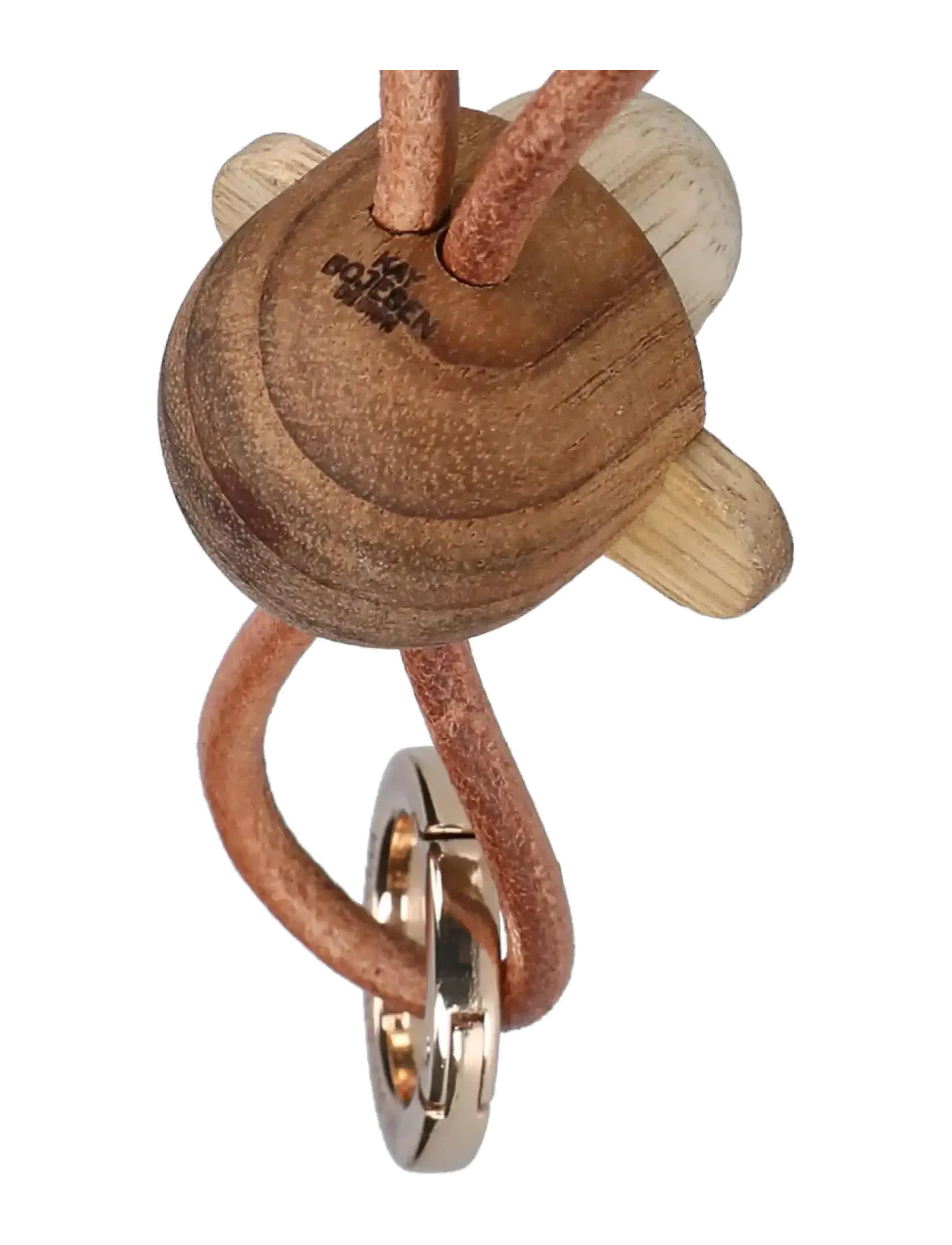Kay Bojesen - Monkey Gold Keychain with Natural Leather teak/limba - holzfiguren - teak/limba - 2