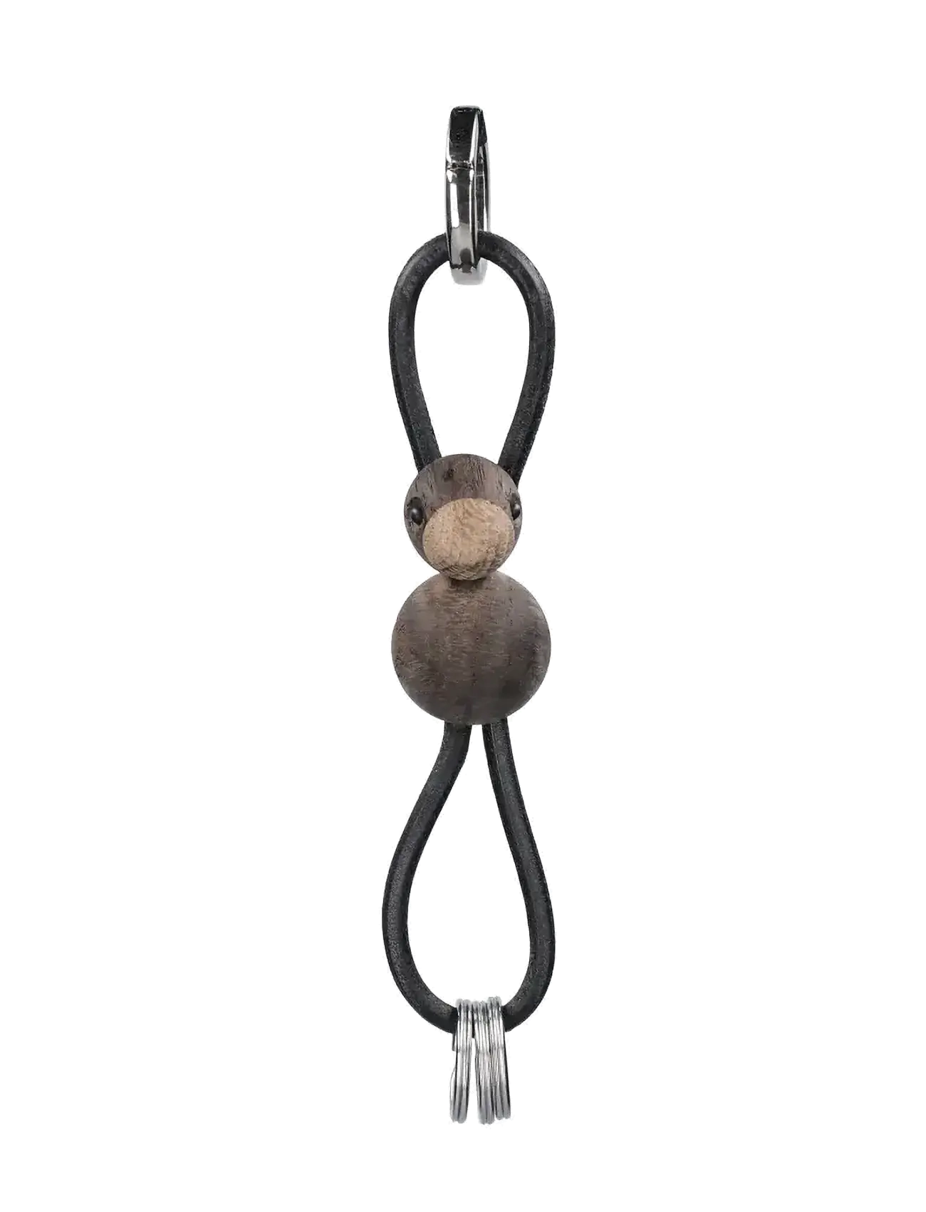 Kay Bojesen - Bird Silver Keychain with Black Leather smoked oak - sõbrapäeva kingitused - smoked oak - 2
