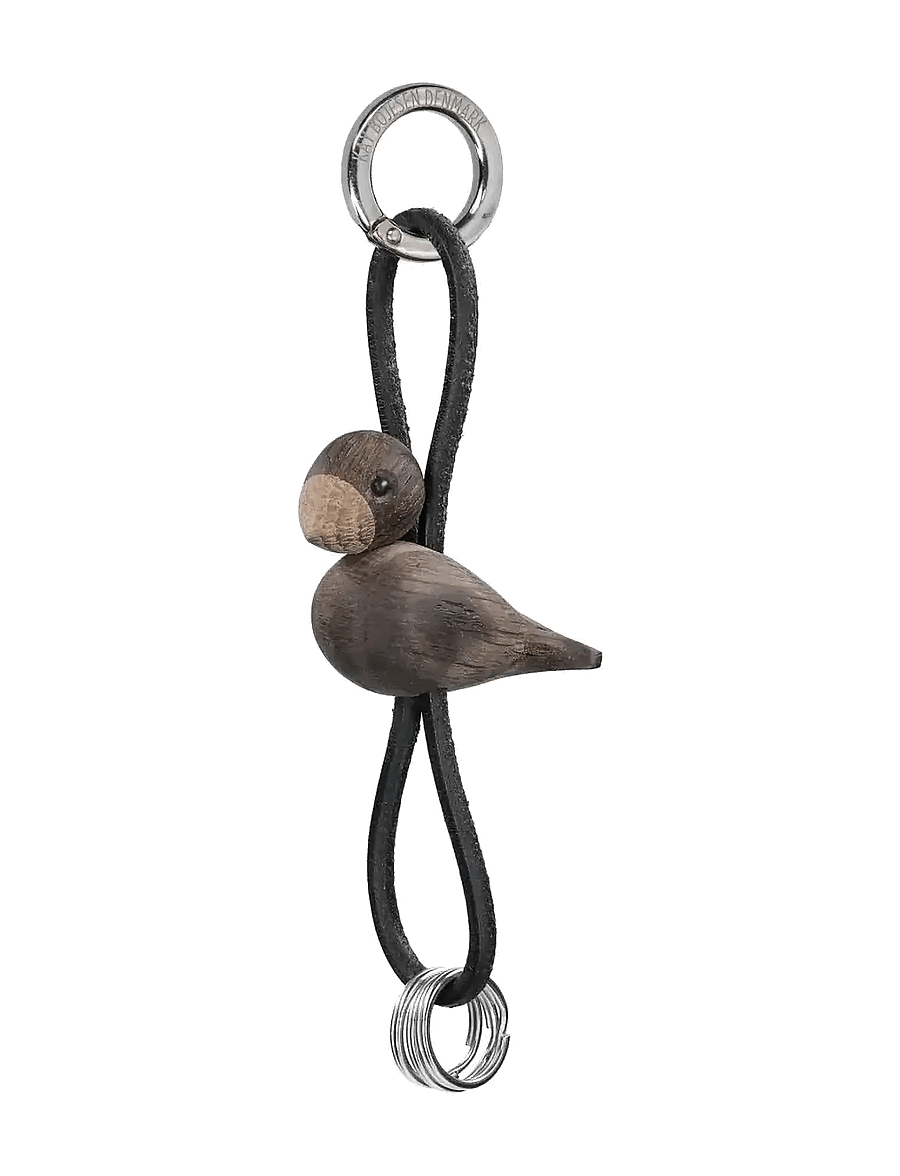 Kay Bojesen - Bird Silver Keychain with Black Leather smoked oak - sõbrapäeva kingitused - smoked oak - 1