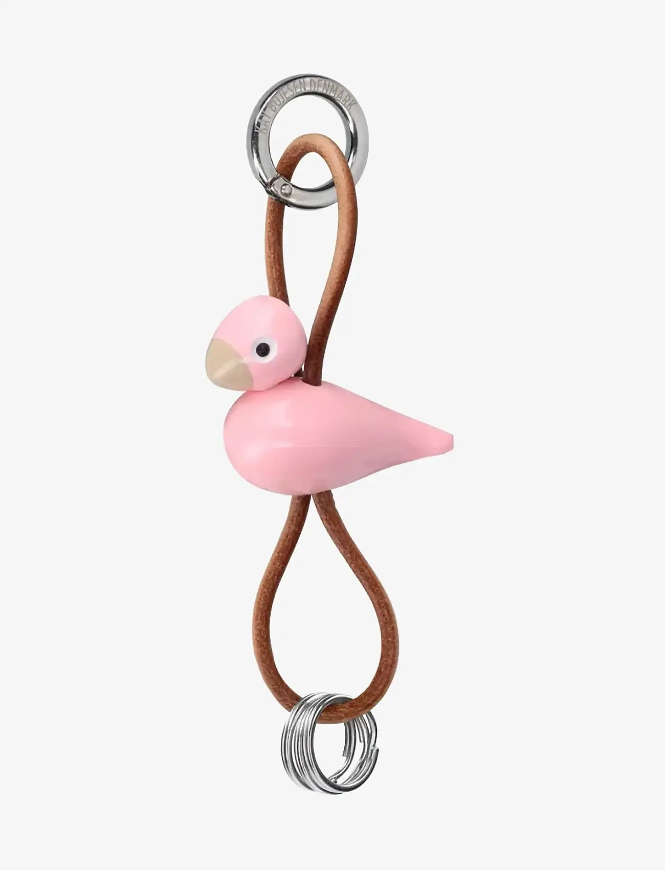 Kay Bojesen - Bird silver metal Keychain with Natural Leather rose - holzfiguren - rose - 0