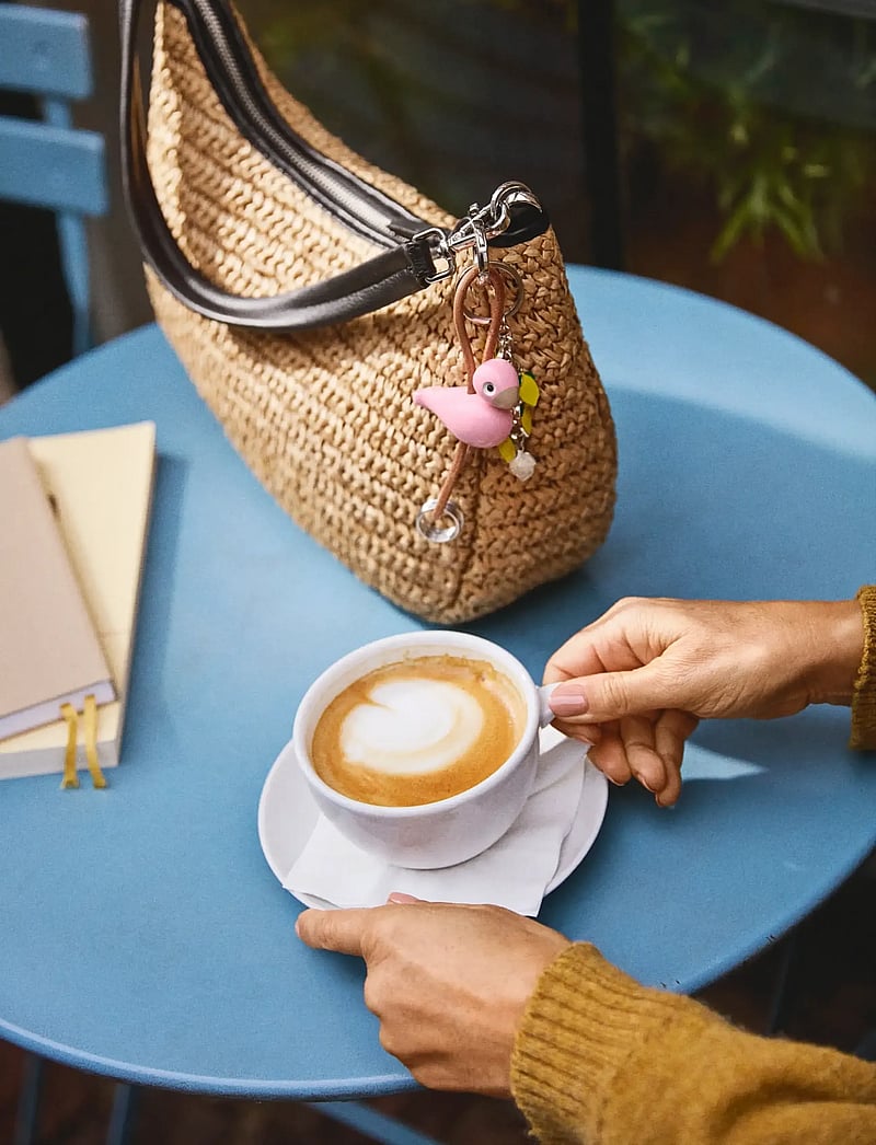 Kay Bojesen - Bird silver metal Keychain with Natural Leather rose - holzfiguren - rose - 2