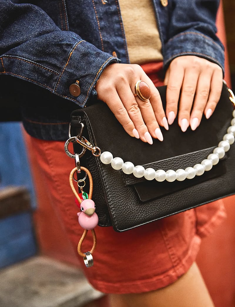 Kay Bojesen - Bird silver metal Keychain with Natural Leather rose - holzfiguren - rose - 4