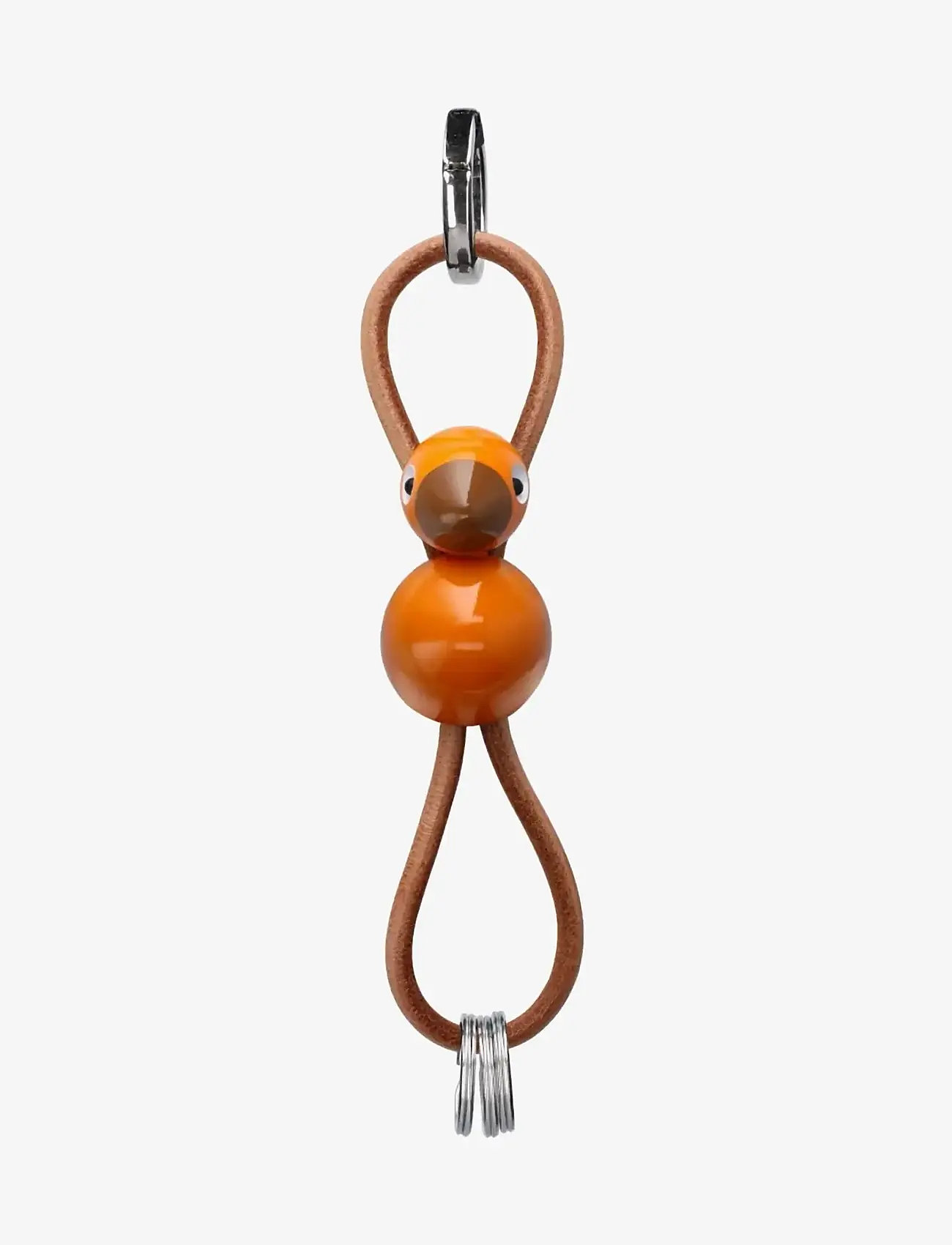 Kay Bojesen - Fugl sølvtonet metal nøglering med naturlæder orange - accessories - orange - 2