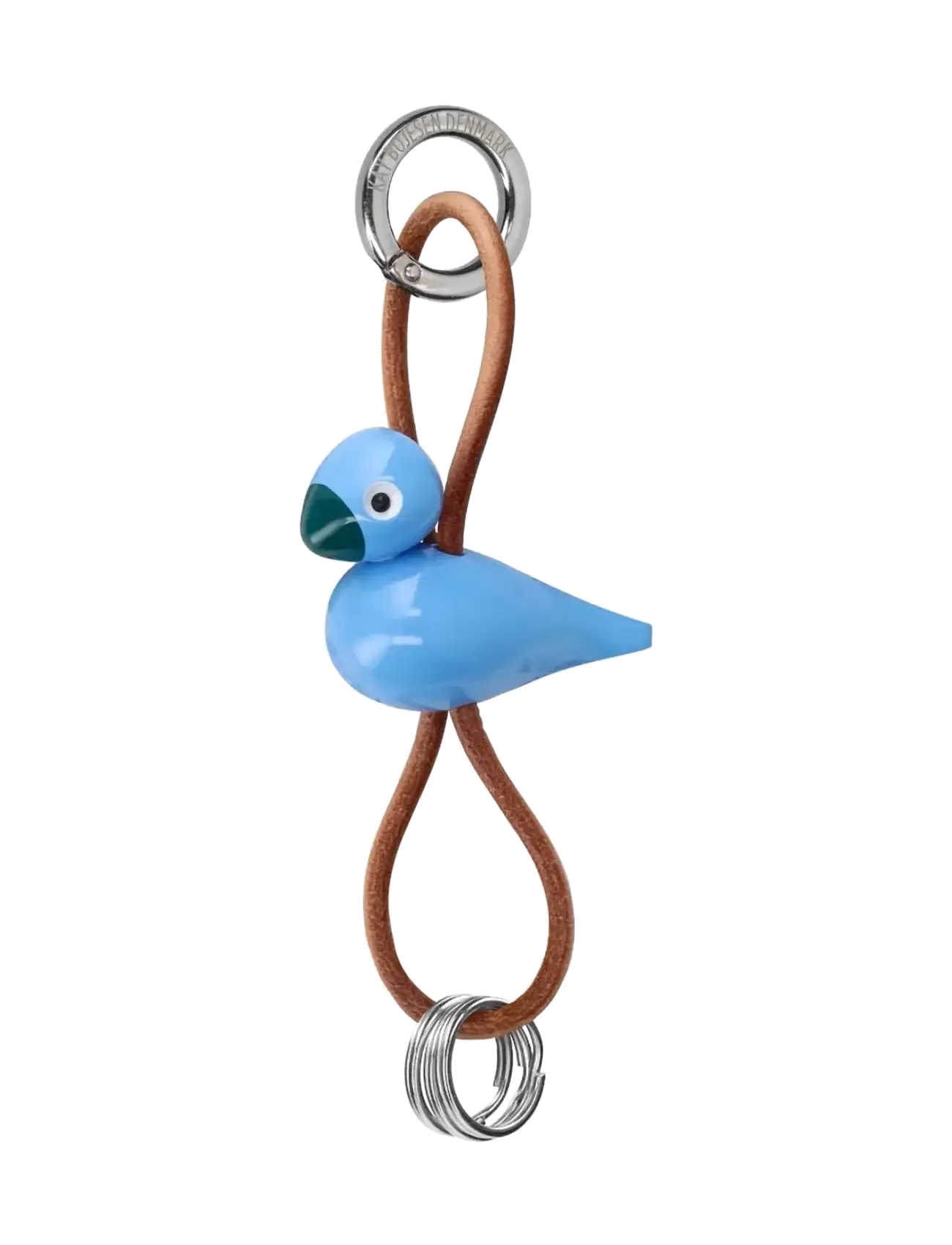 Kay Bojesen Bird silver metal Keychain with Natural Leather blue - Neuheiten - BLUE / blue
