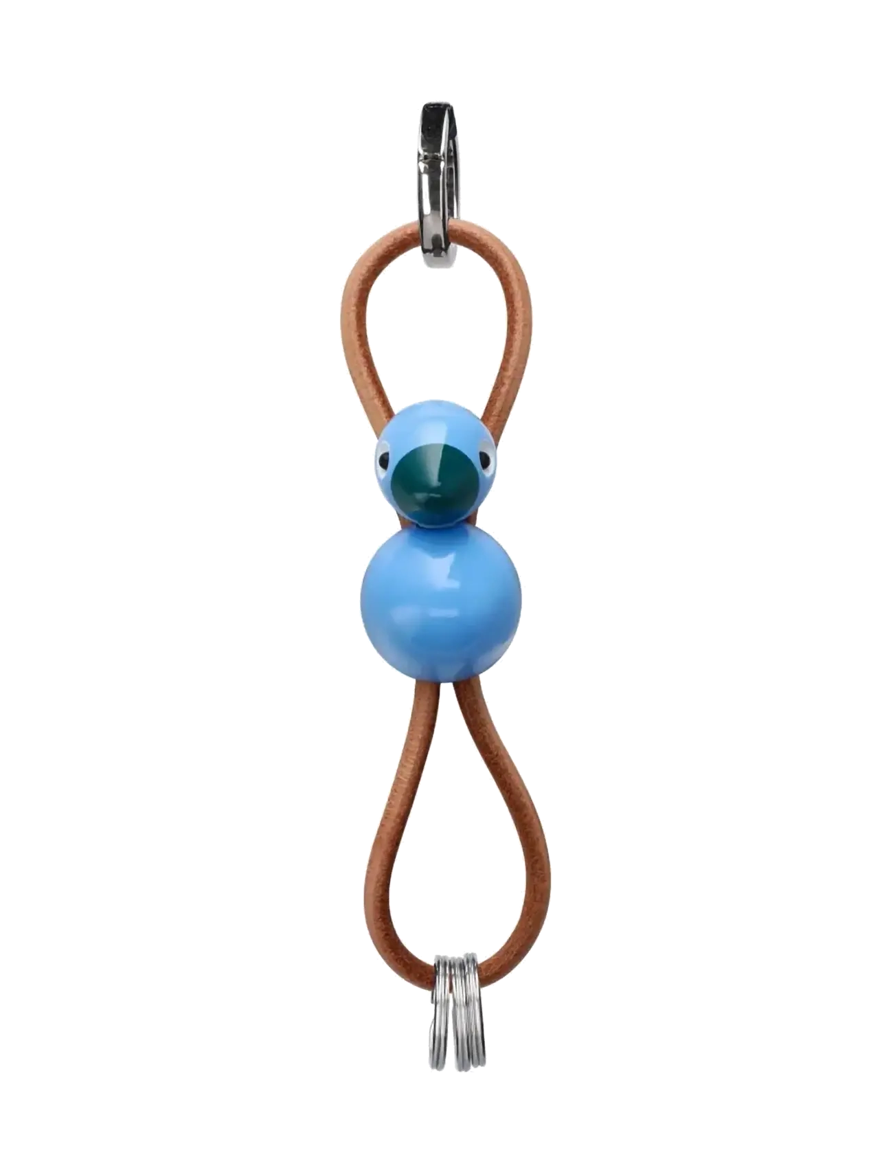 Kay Bojesen - Fugl sølvtonet metal nøglering med naturlæder blå - træfigurer - blue - 2