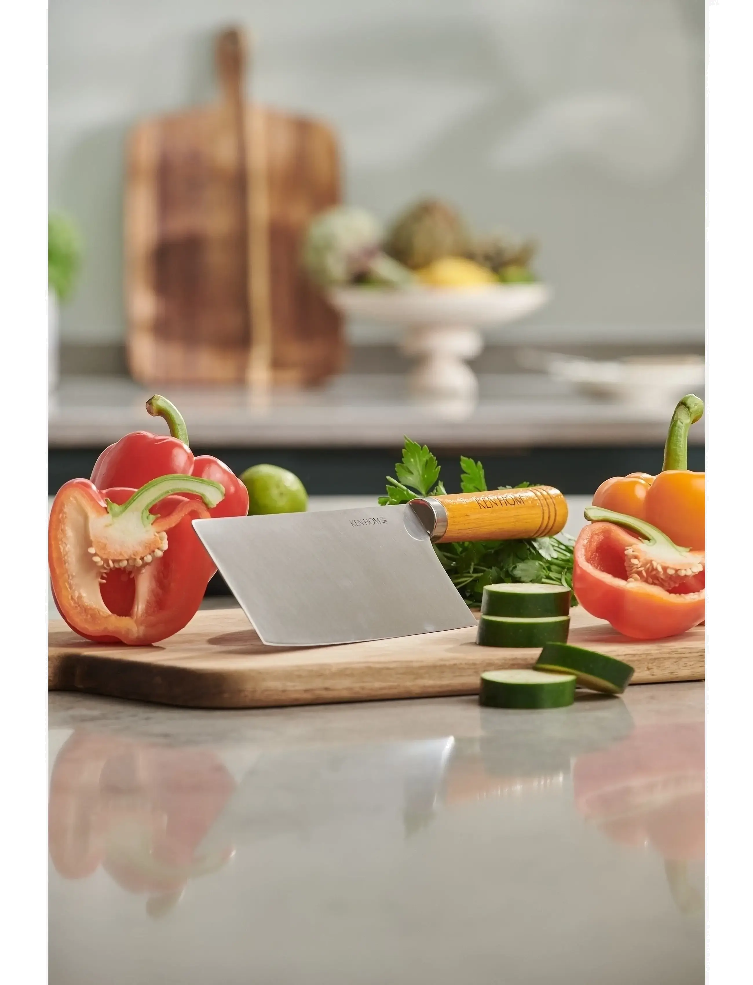 Ken Hom - Kniv Cleaver 18cm trähandtag Ken Hom - gemüsemesser - natur - silver - 2