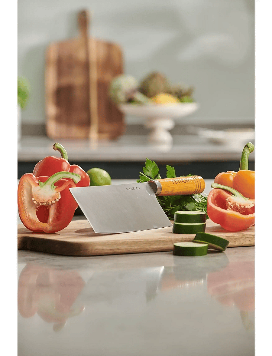 Ken Hom - Kniv Cleaver 18cm trähandtag Ken Hom - köögiviljanoad - natur - silver - 2