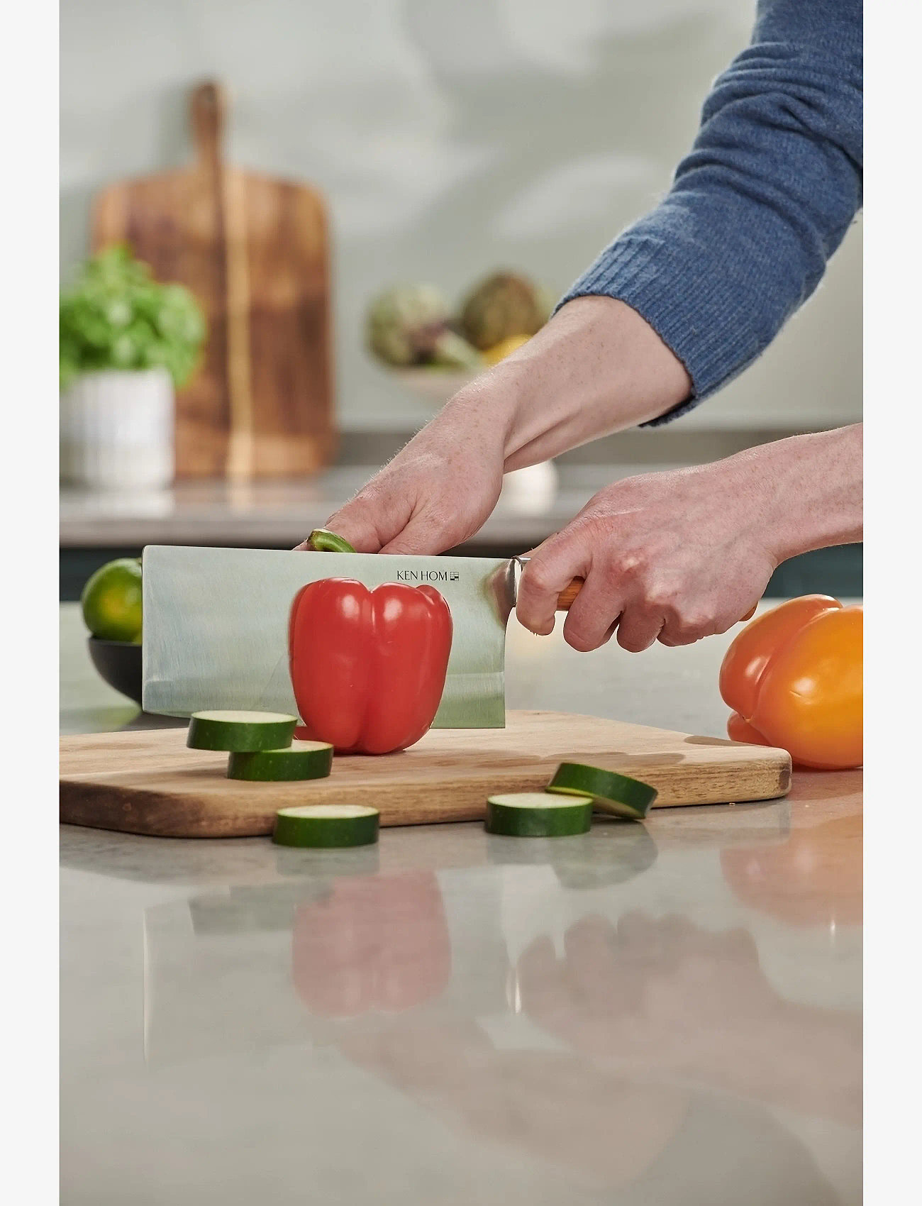 Ken Hom - Kniv Cleaver 18cm trähandtag Ken Hom - gemüsemesser - natur - silver - 3