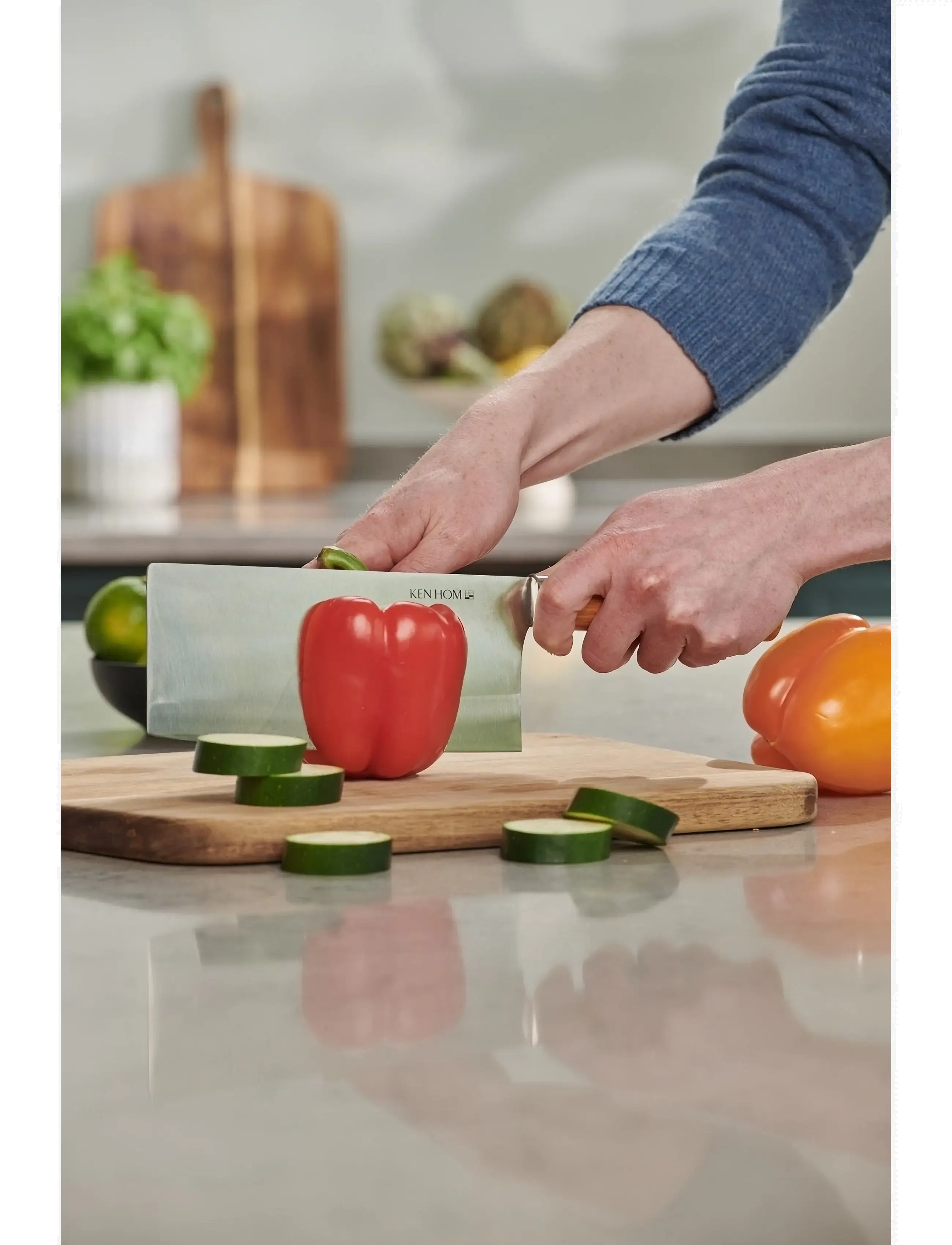 Ken Hom - Kniv Cleaver 18cm trähandtag Ken Hom - gemüsemesser - natur - silver - 3