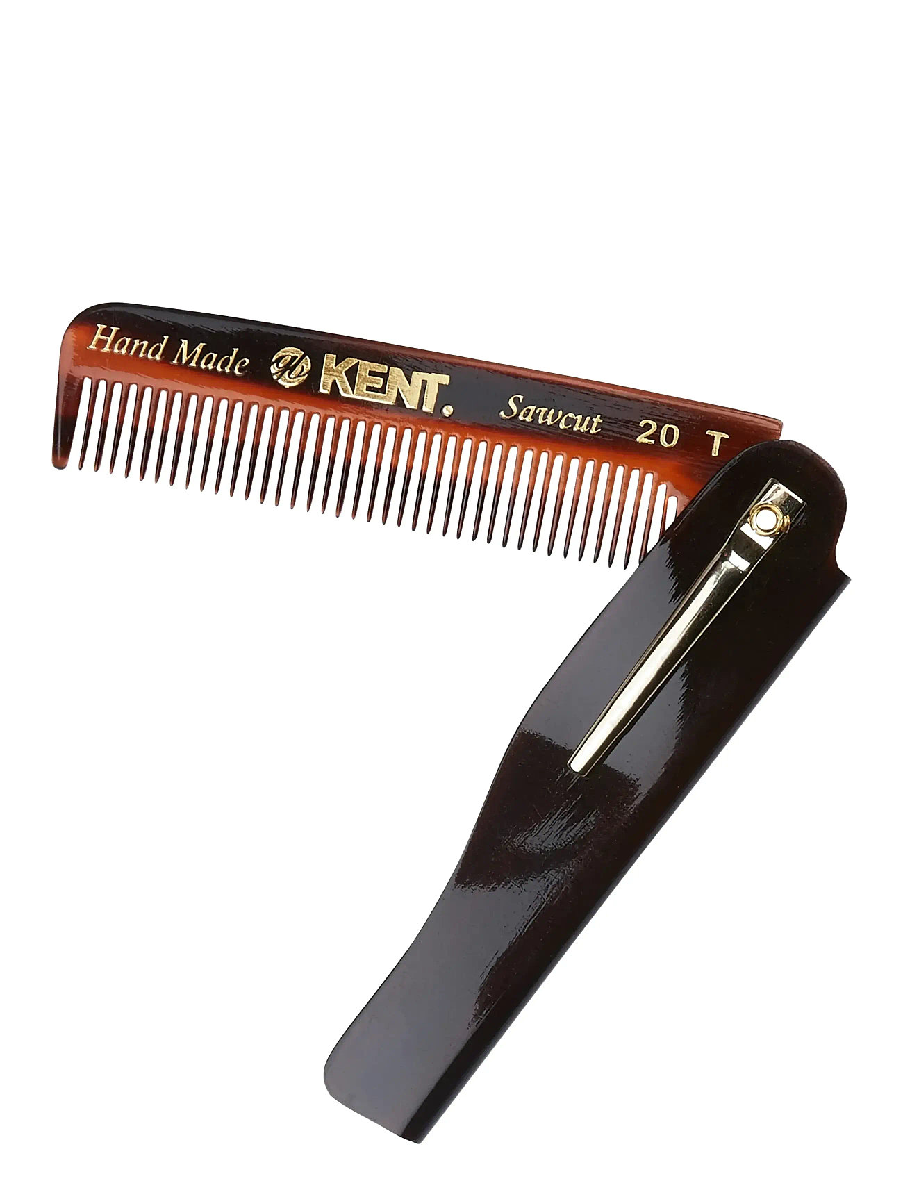 Kent Brushes Handmade Mens Folding Pocket Comb Fine - Brown - ONE SIZE