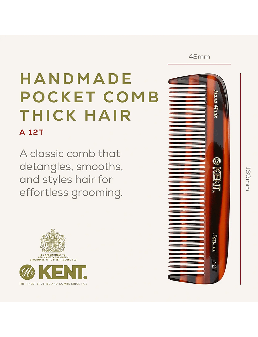 Kent Brushes - Handmade Medium Sized Pocket Comb Coarse - kammat - brown - 1