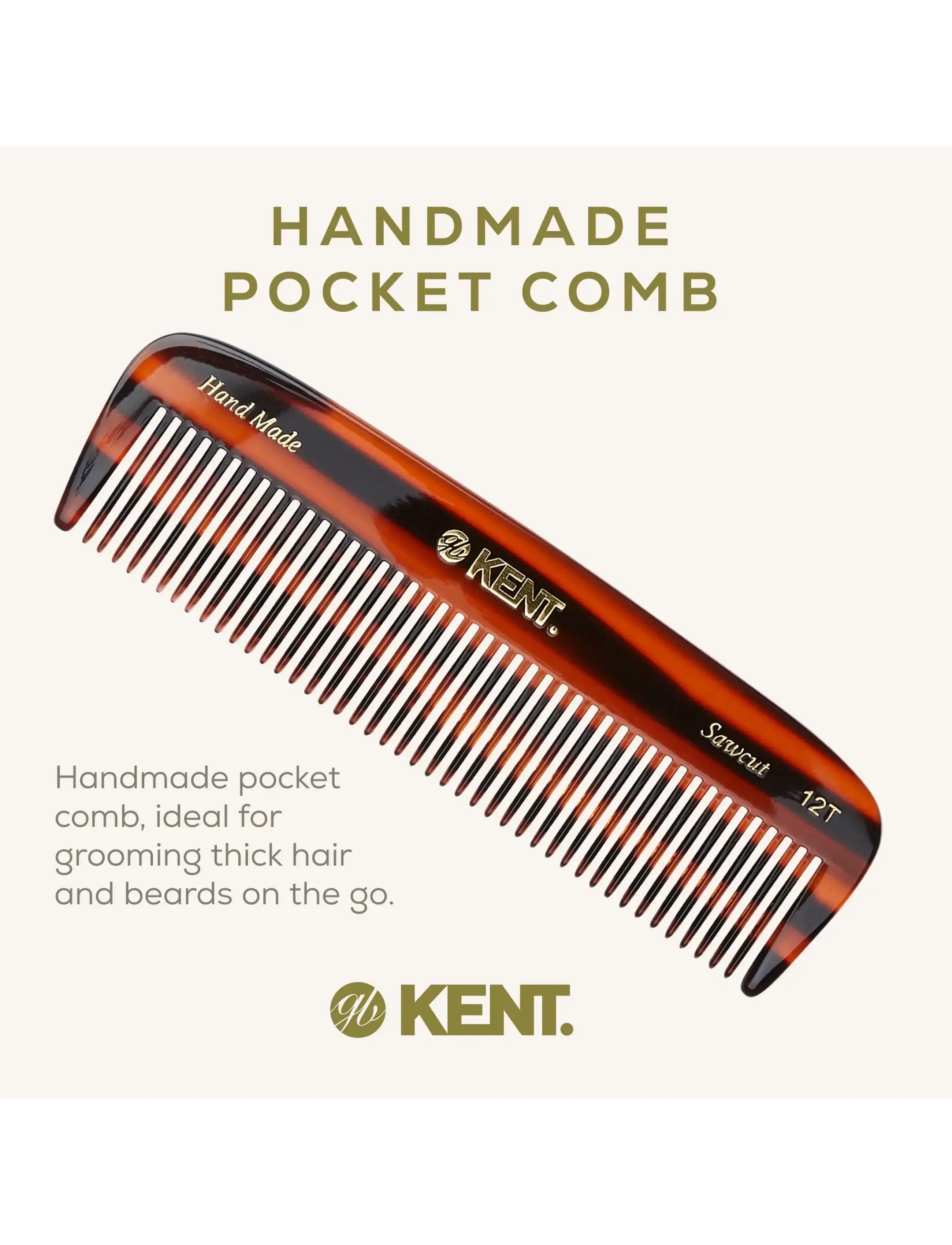 Kent Brushes - Handmade Medium Sized Pocket Comb Coarse - kammer - brown - 2