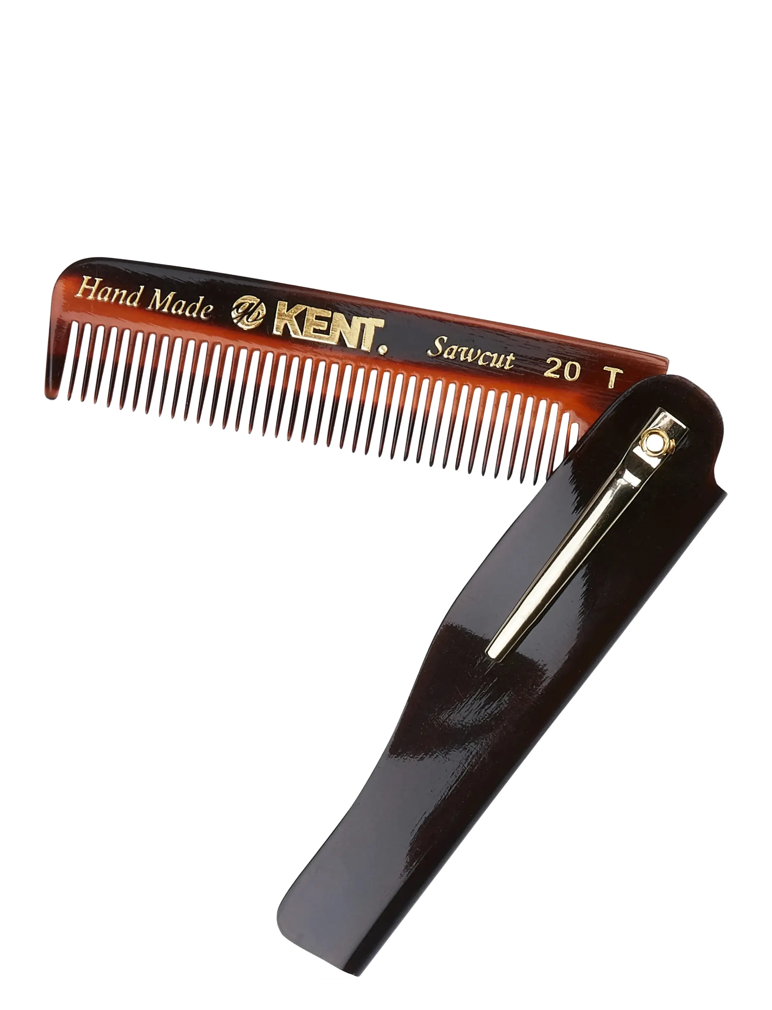 Kent Brushes Handmade Mens Folding Pocket Comb Fine, Kam og børste, Brun, Str: ONE SIZE