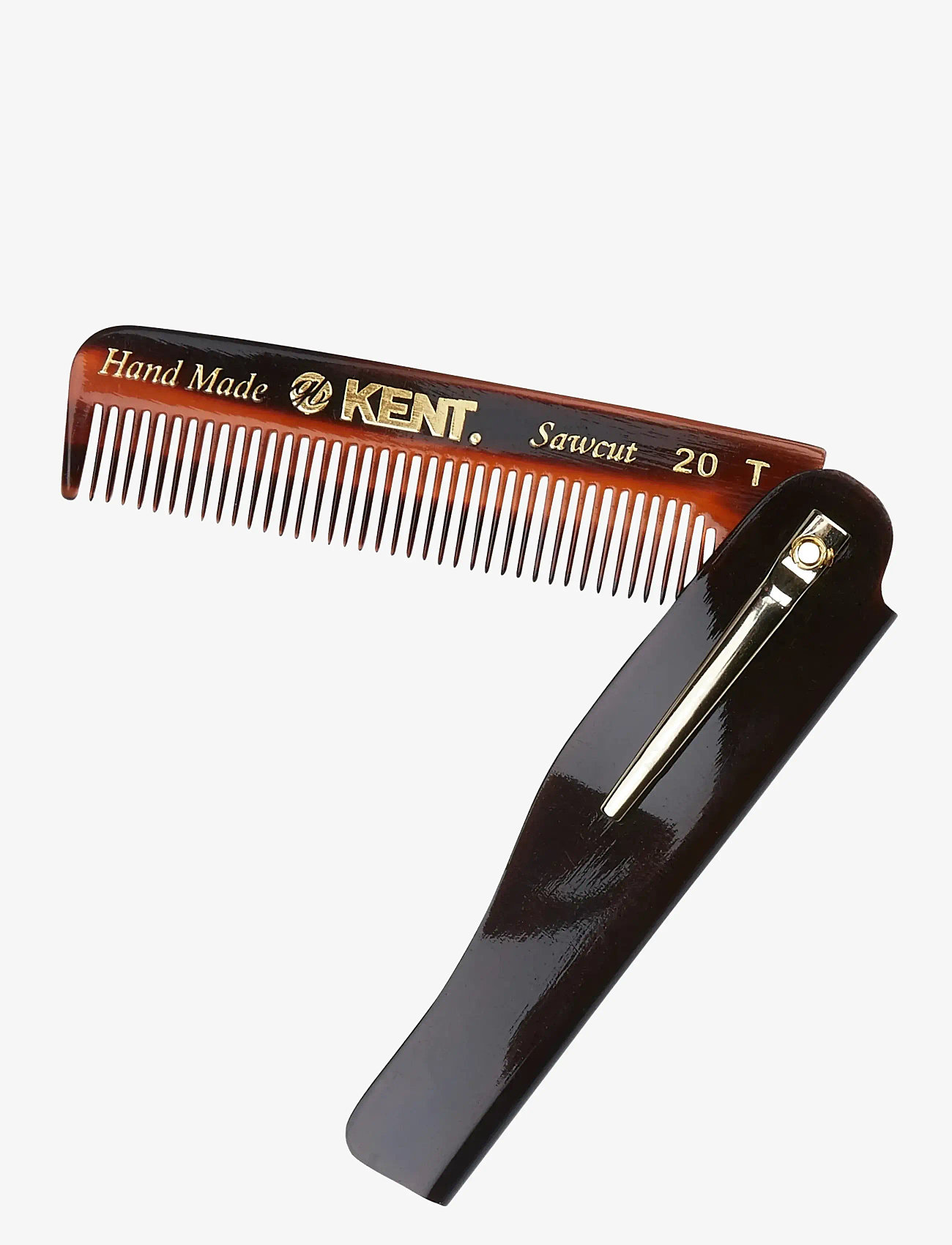 Kent Brushes - Handmade Mens Folding Pocket Comb Fine - hårbørster & kamme - brown - 0