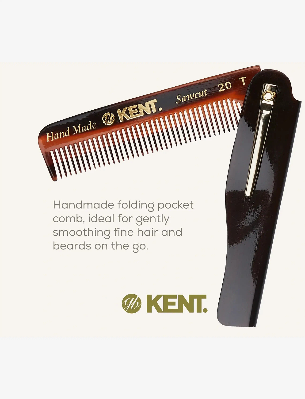 Kent Brushes - Handmade Mens Folding Pocket Comb Fine - hårbørster & kamme - brown - 2