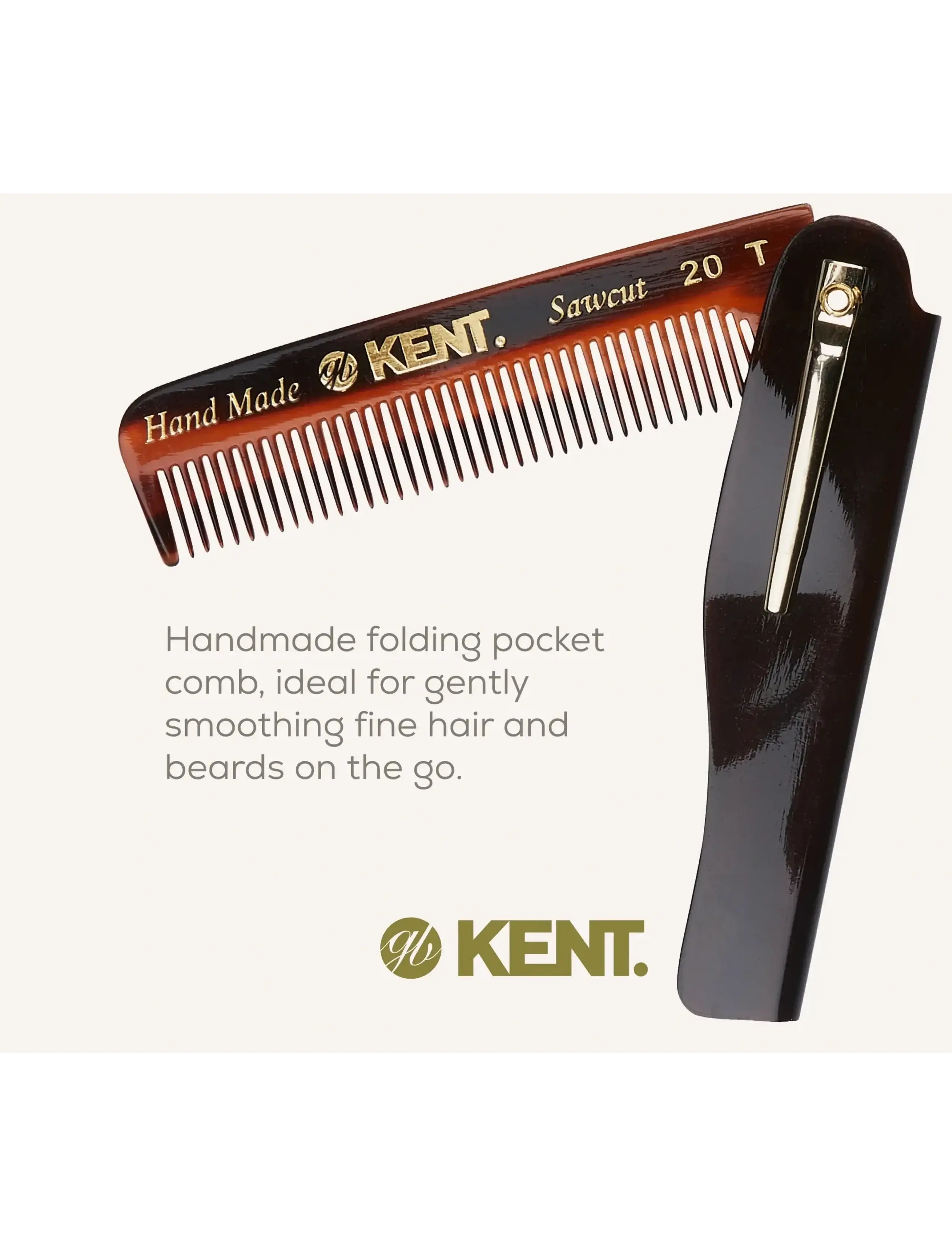 Kent Brushes - Handmade Mens Folding Pocket Comb Fine - hårborstar & kammar - brown - 2
