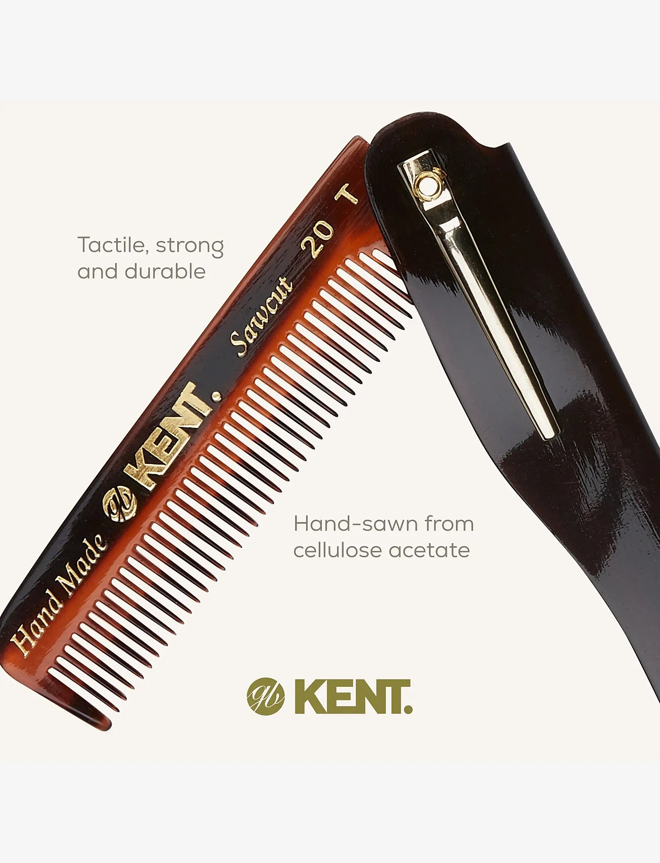 Kent Brushes - Handmade Mens Folding Pocket Comb Fine - hårbørster & kamme - brown - 4