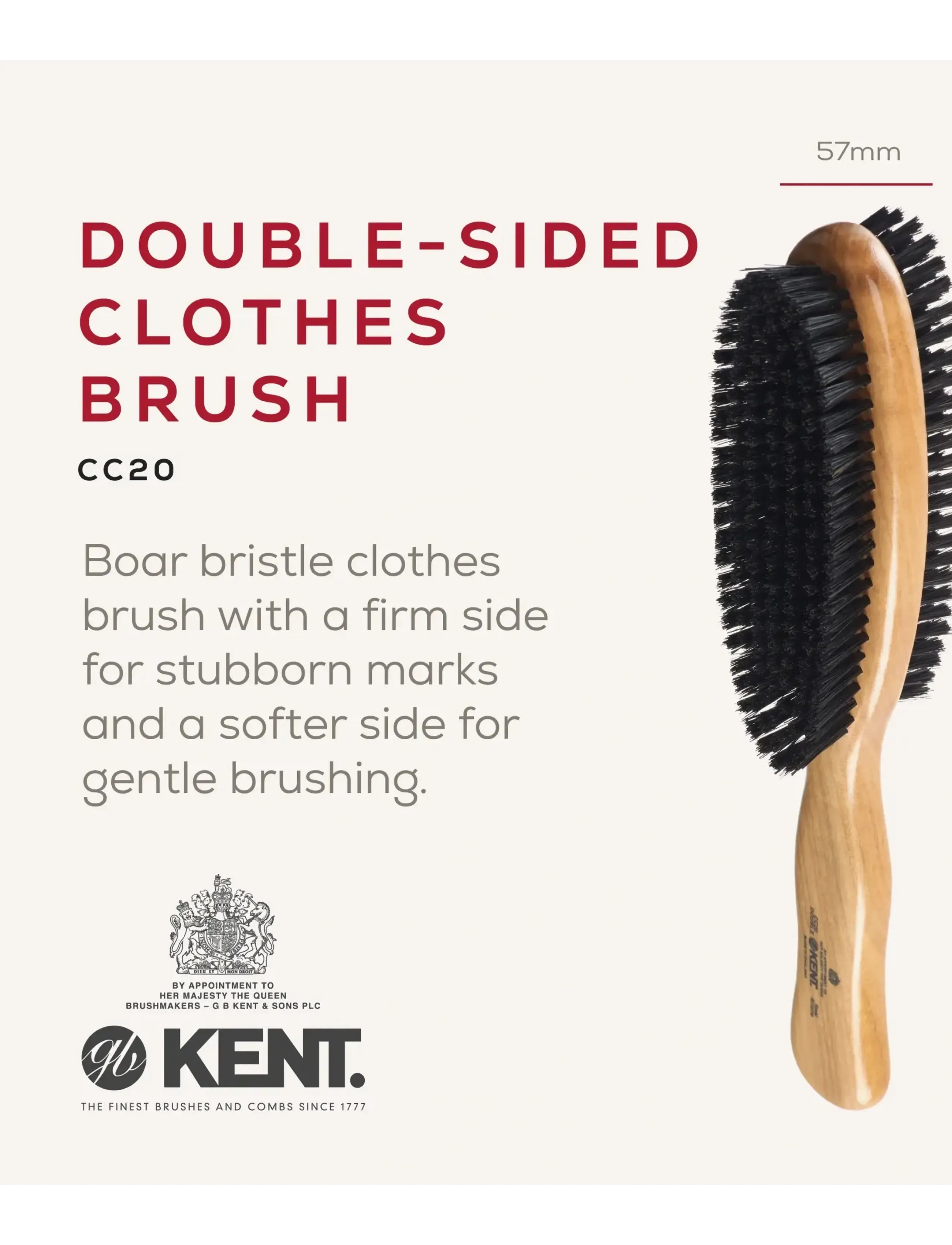 Kent Brushes - Double-Sided Cherrywood Bristle Nylon Mix Clothes Brush - tøjpleje - brown - 1