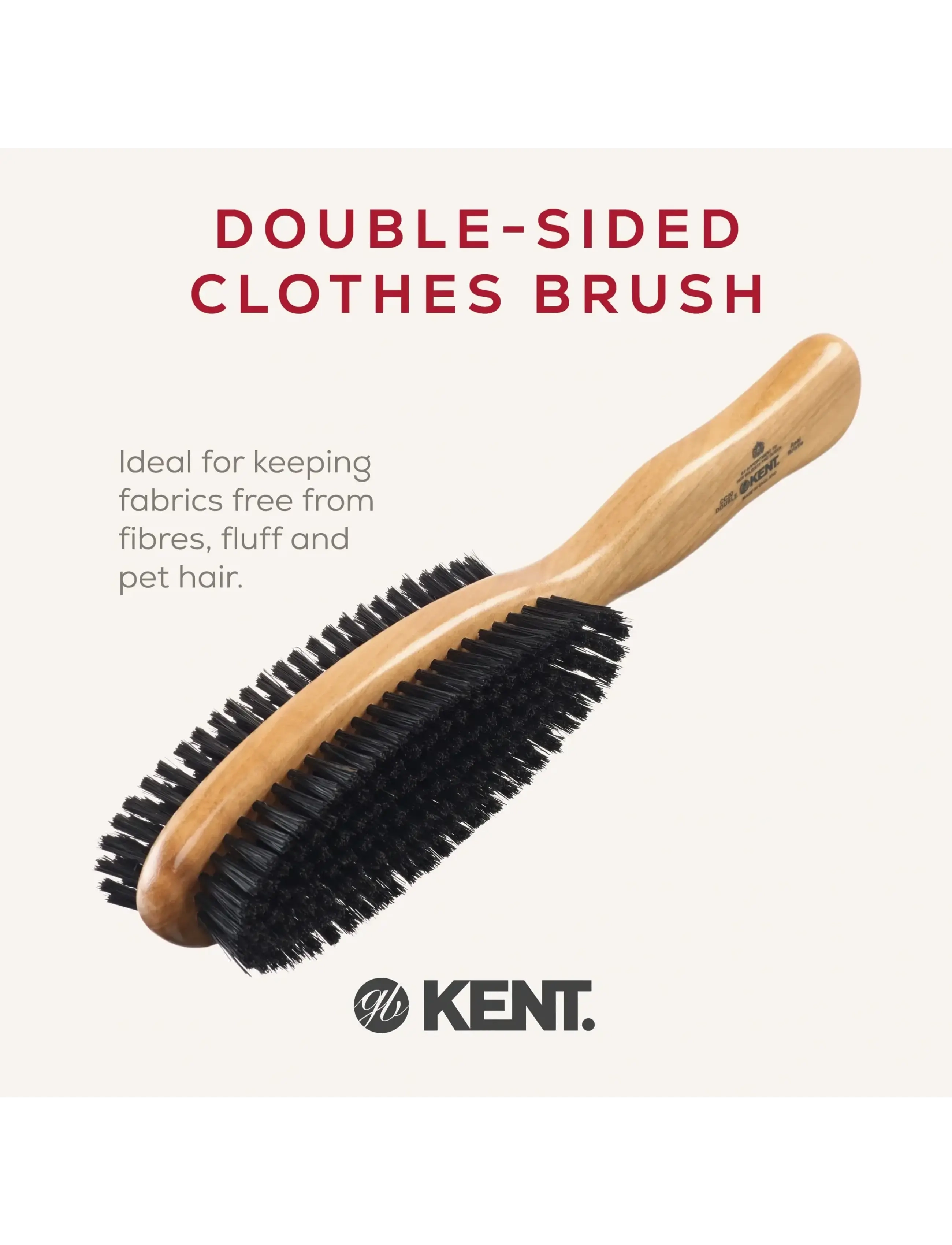 Kent Brushes - Double-Sided Cherrywood Bristle Nylon Mix Clothes Brush - tøjpleje - brown - 3