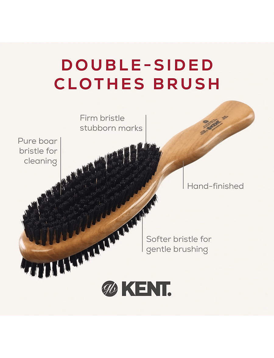 Kent Brushes - Double-Sided Cherrywood Bristle Nylon Mix Clothes Brush - tøjpleje - brown - 4