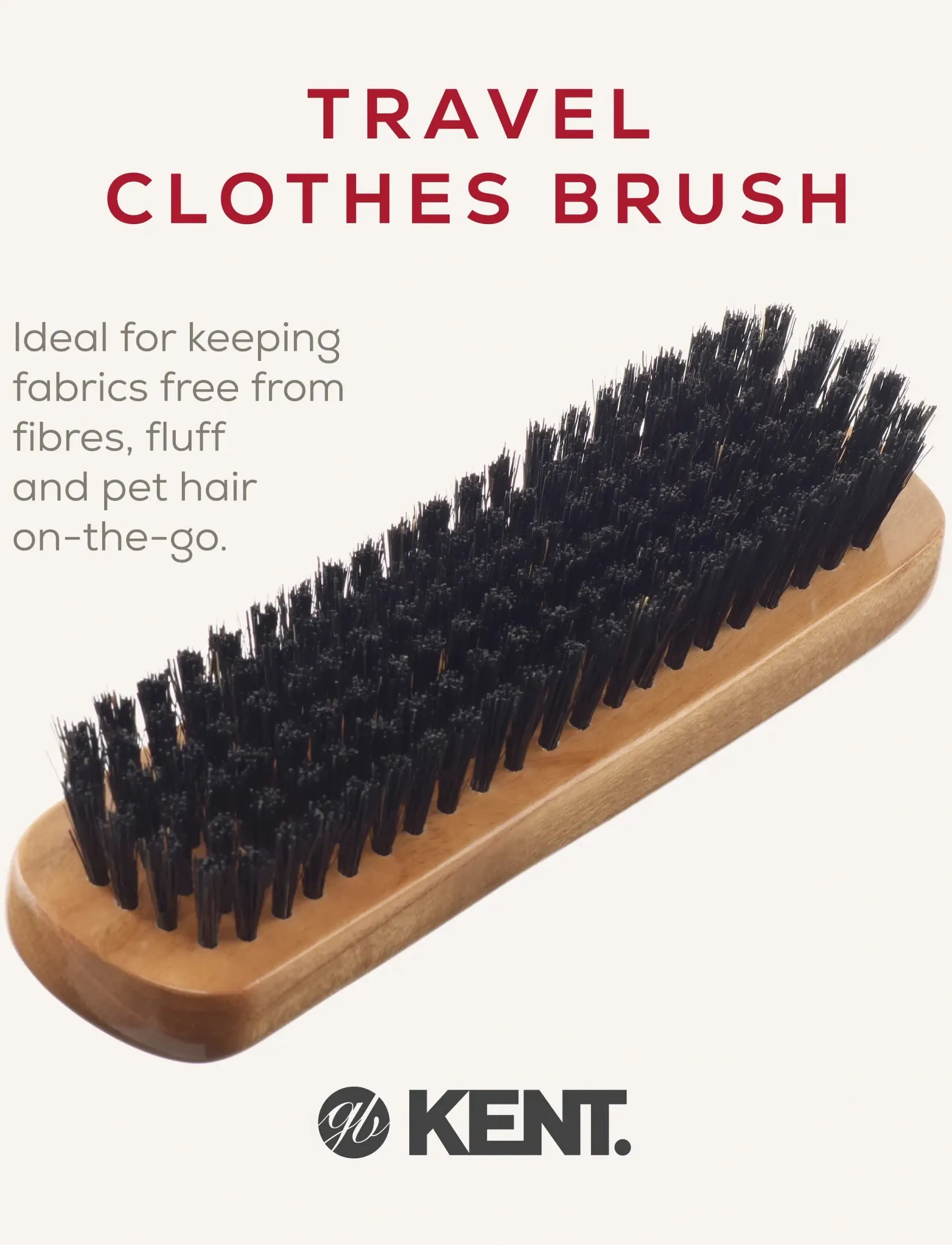Kent Brushes - Travel Size Cherrywood Bristle Nylon Mix Clothes Brush - produkter til tøjvask - brown - 3
