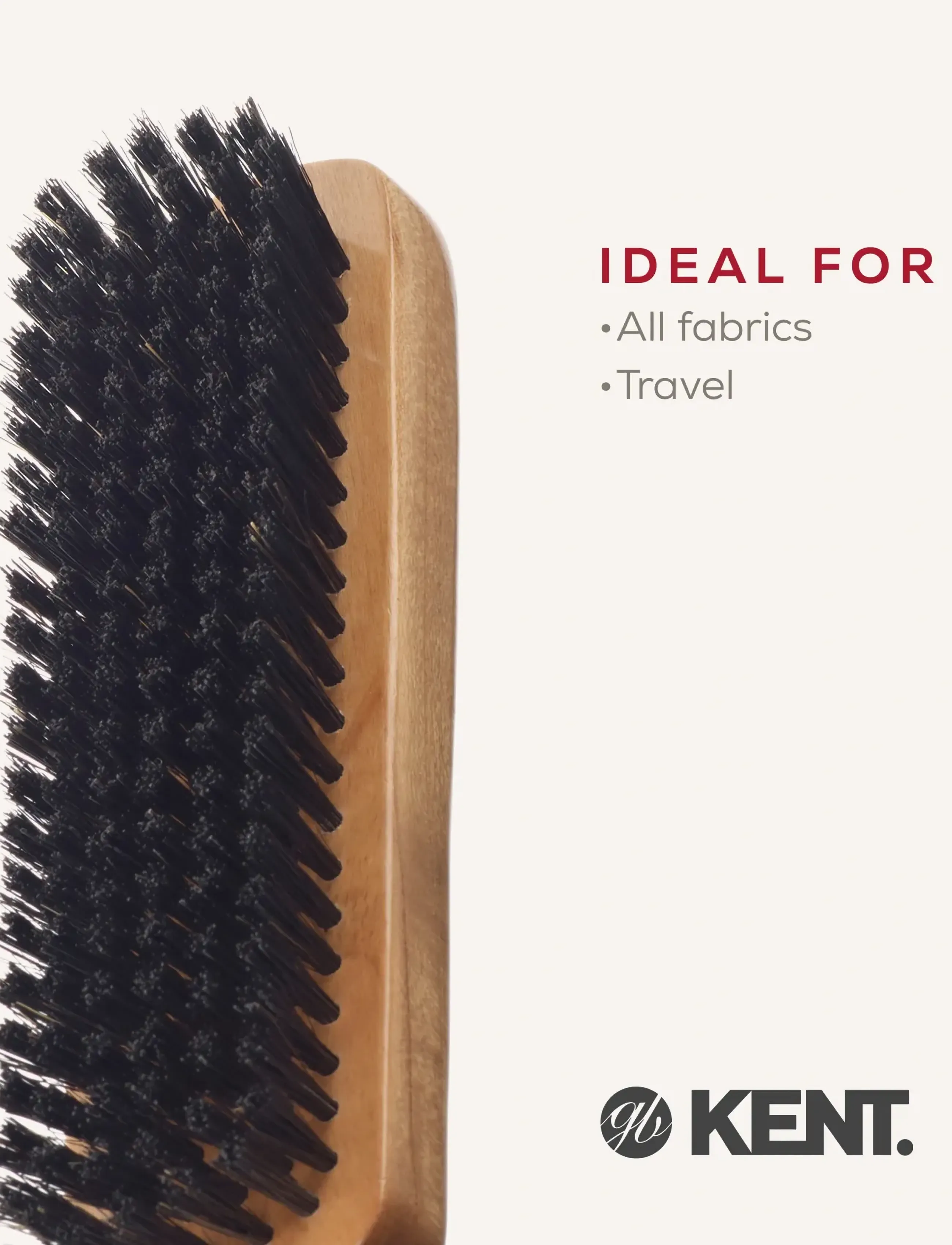 Kent Brushes - Travel Size Cherrywood Bristle Nylon Mix Clothes Brush - produkter til tøjvask - brown - 5