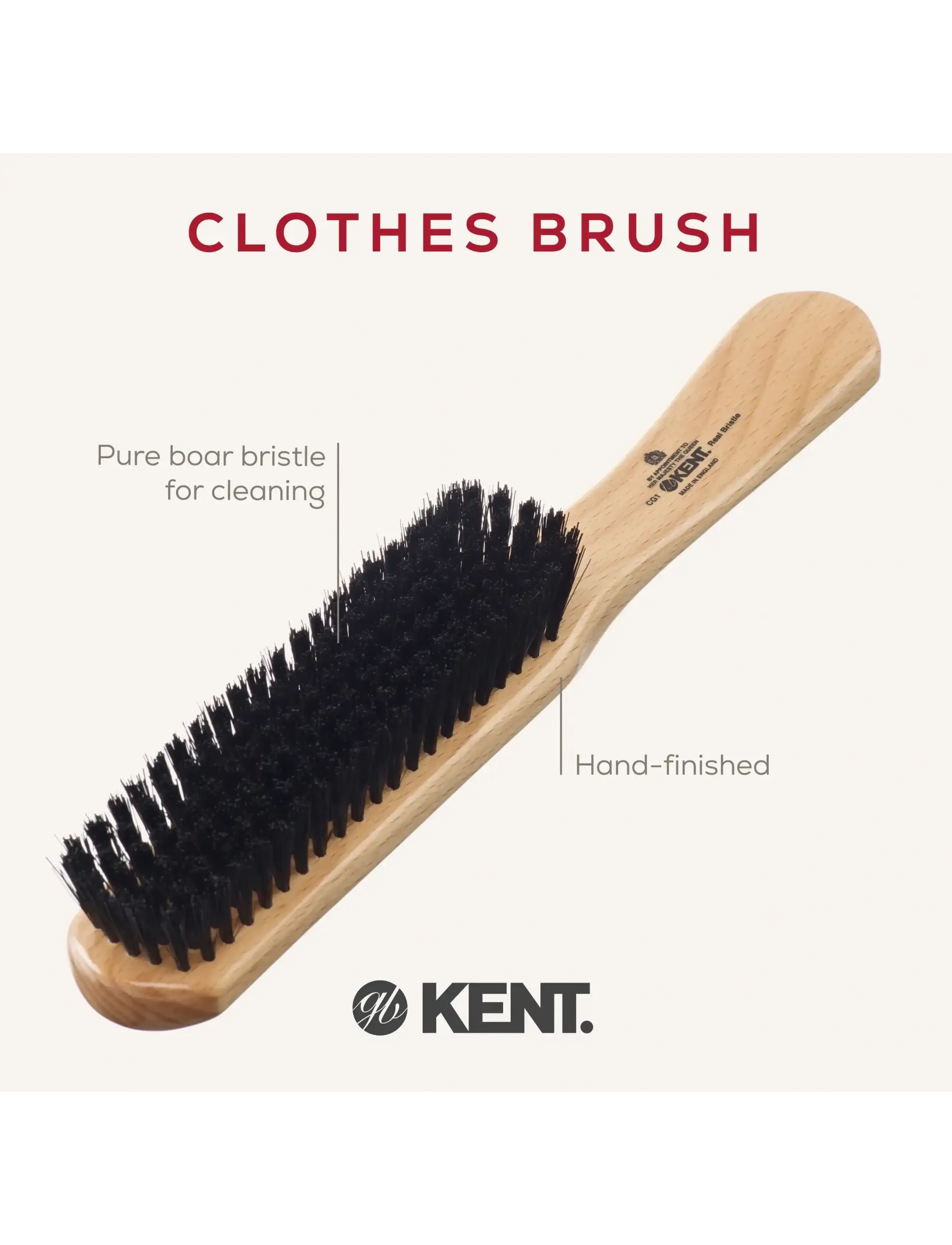 Kent Brushes - Beechwood Bristle Nylon Mix Clothes Brush - brown - 4