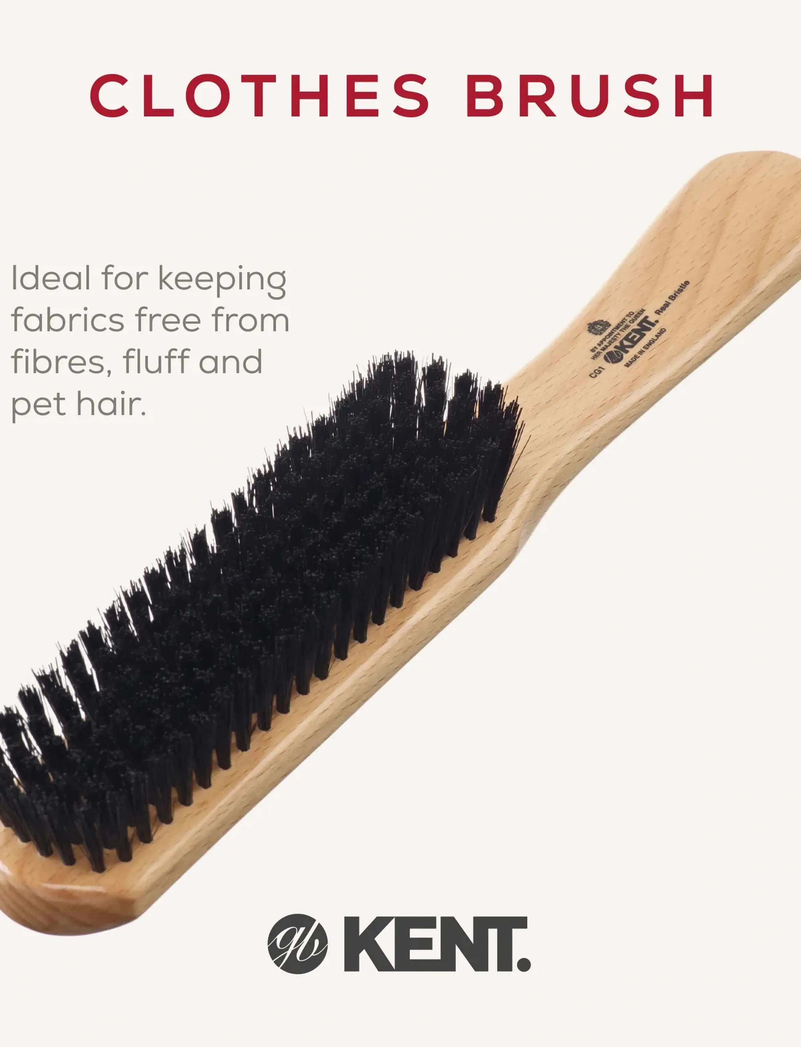 Kent Brushes - Beechwood Bristle Nylon Mix Clothes Brush - brown - 5