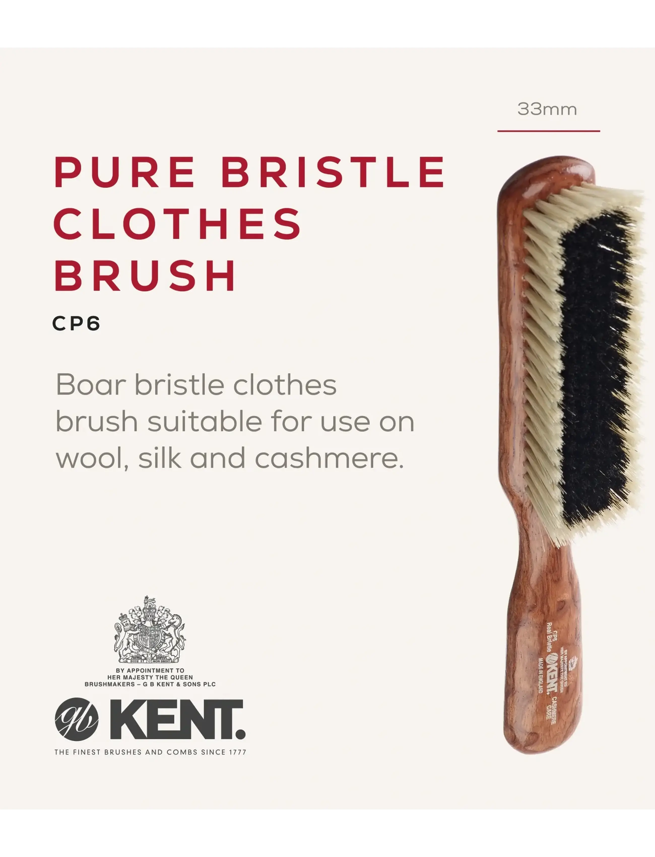 Kent Brushes - Cashmere Care Dark Wood Bristle Nylon Mix Clothes Brush - tøjpleje - brown - 1