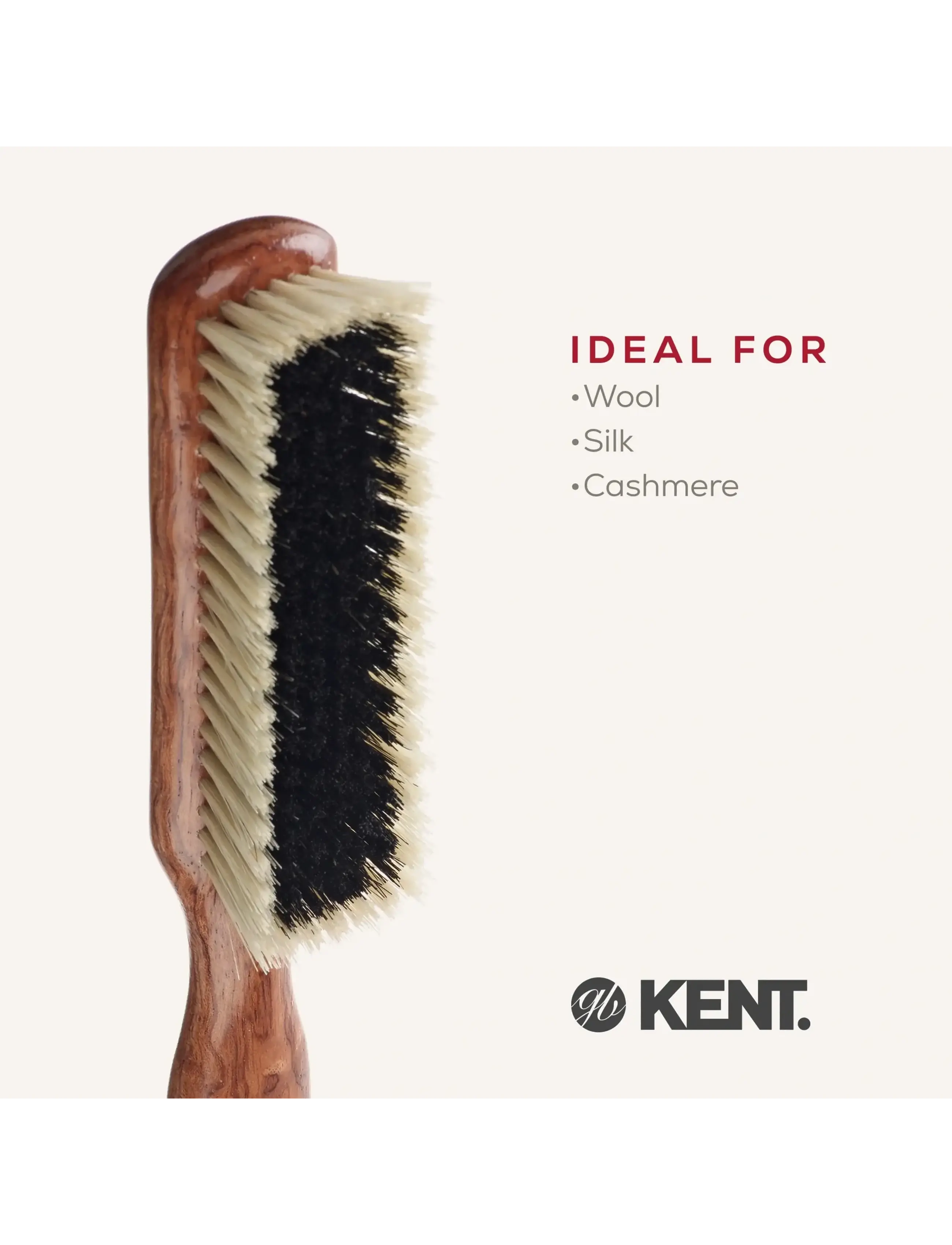 Kent Brushes - Cashmere Care Dark Wood Bristle Nylon Mix Clothes Brush - tøjpleje - brown - 3