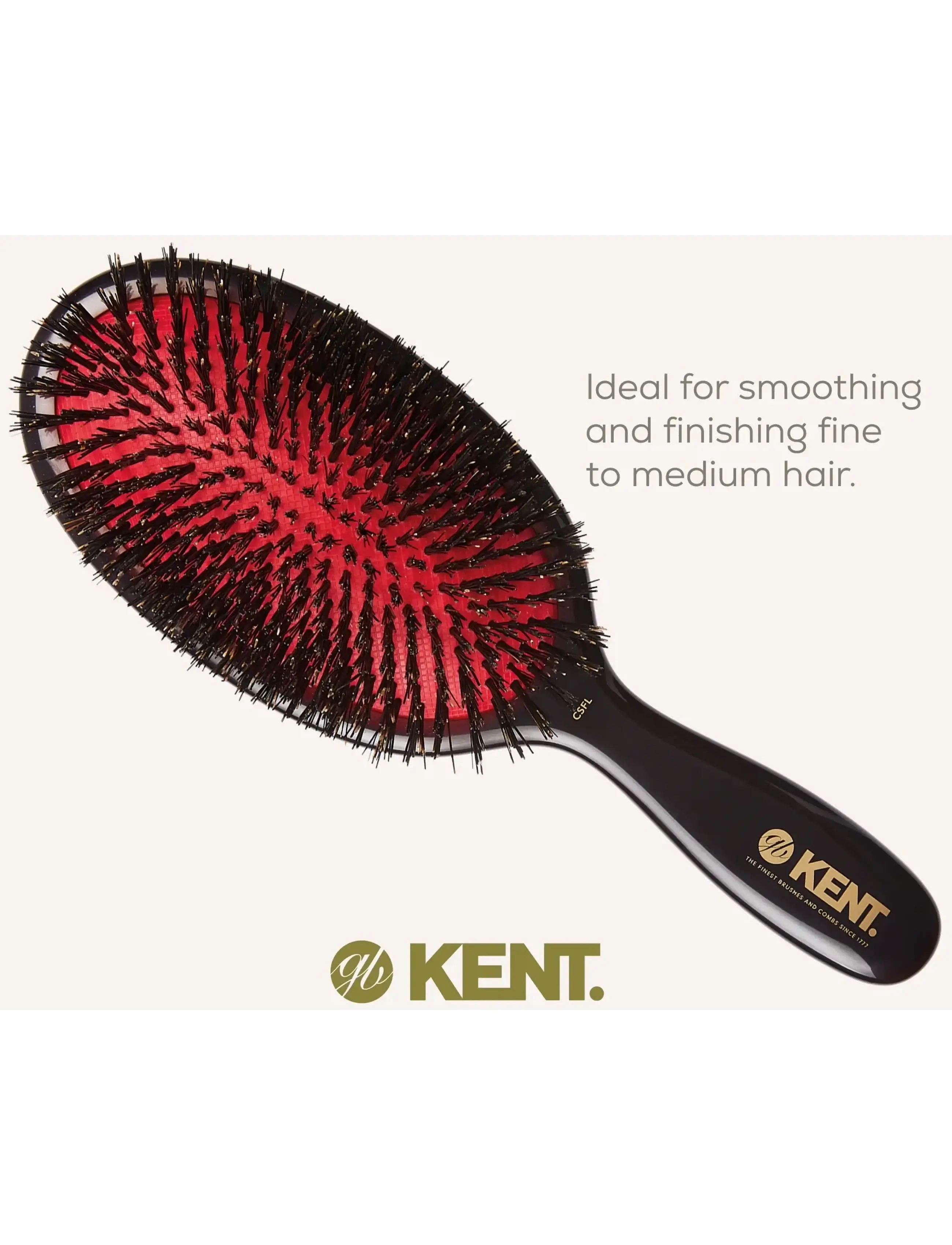 Kent Brushes - Classic Shine Large Pure Black Bristle Hairbrush - paddelbørster - black - 1