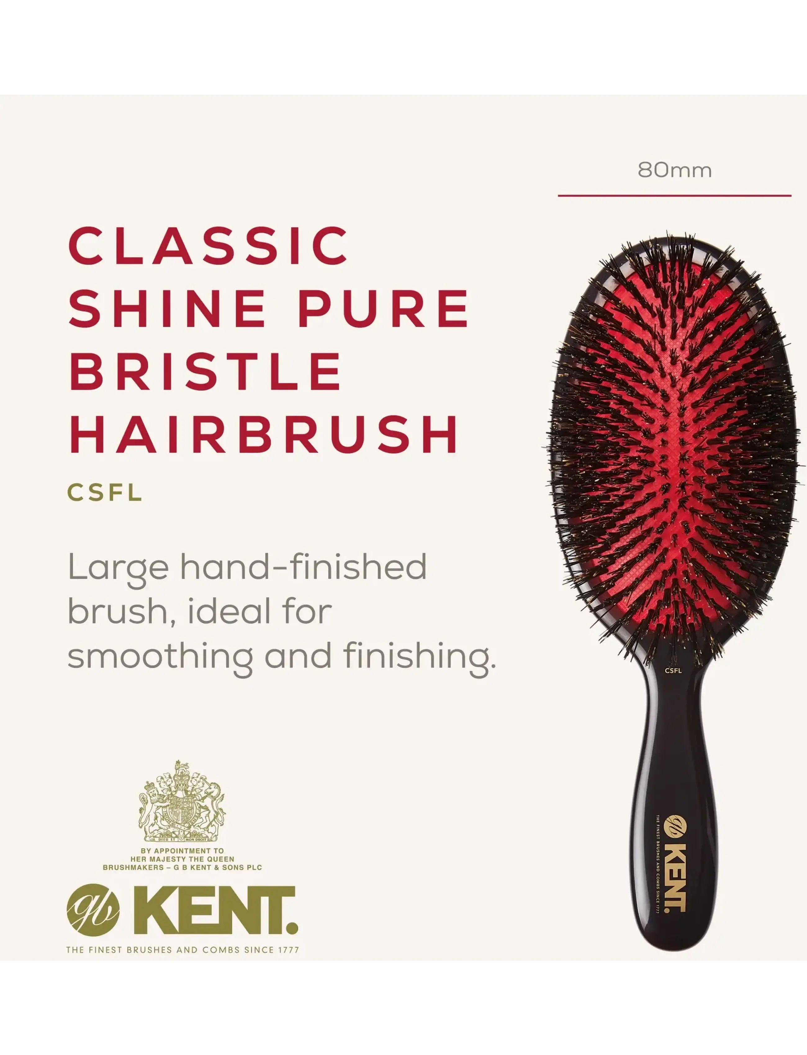 Kent Brushes - Classic Shine Large Pure Black Bristle Hairbrush - paddelbørster - black - 3