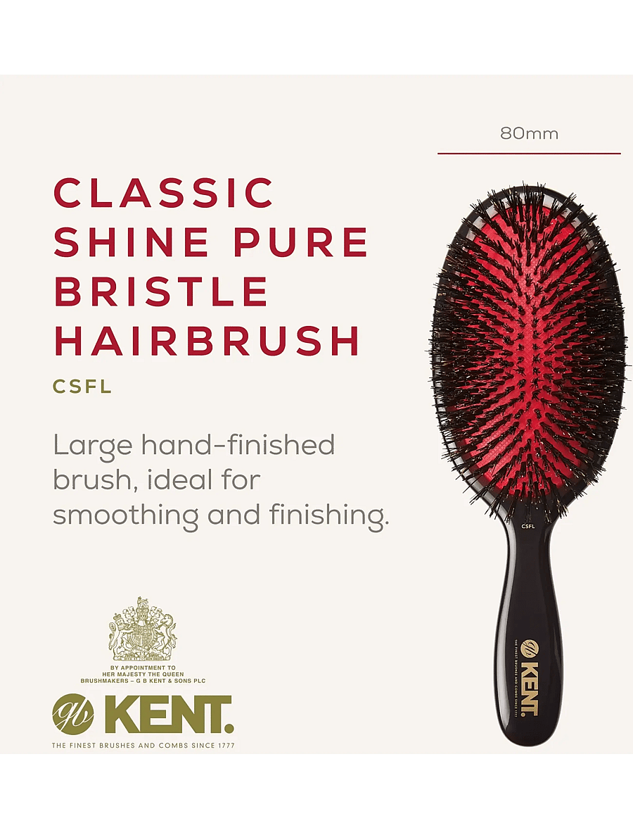 Kent Brushes - Classic Shine Large Pure Black Bristle Hairbrush - paddelbørster - black - 3