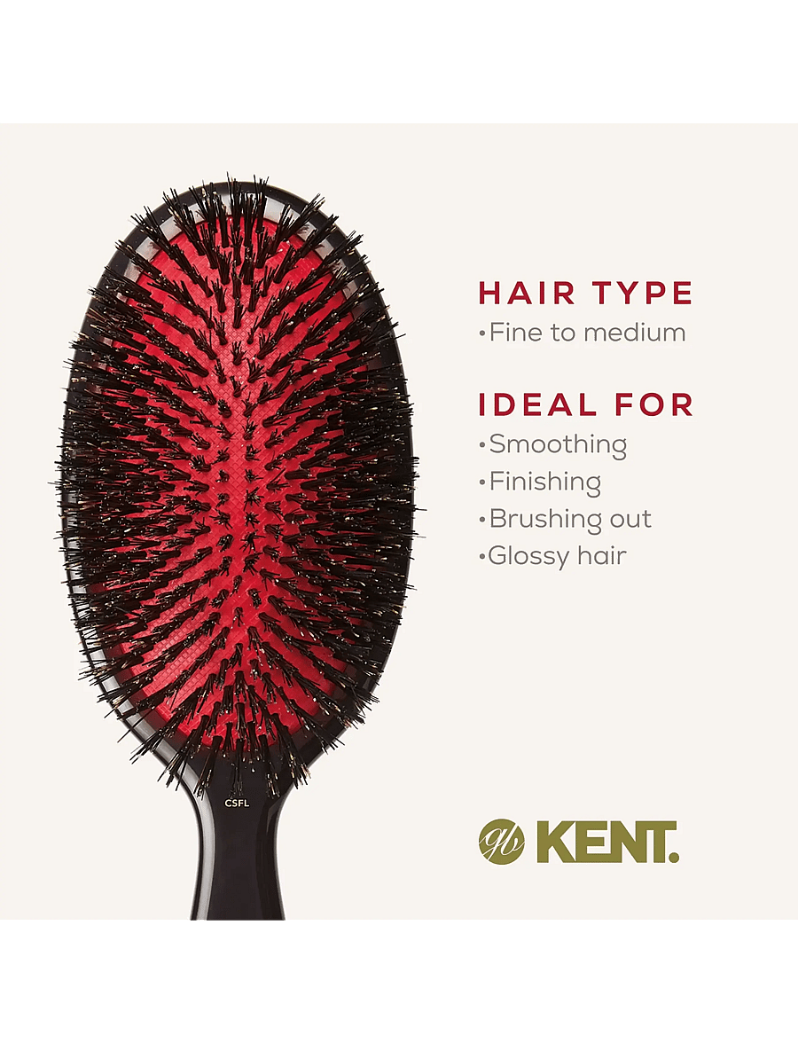 Kent Brushes - Classic Shine Large Pure Black Bristle Hairbrush - paddelbørster - black - 4