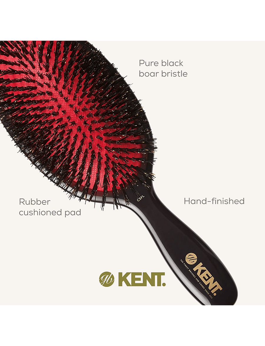 Kent Brushes - Classic Shine Large Pure Black Bristle Hairbrush - paddelbørster - black - 5