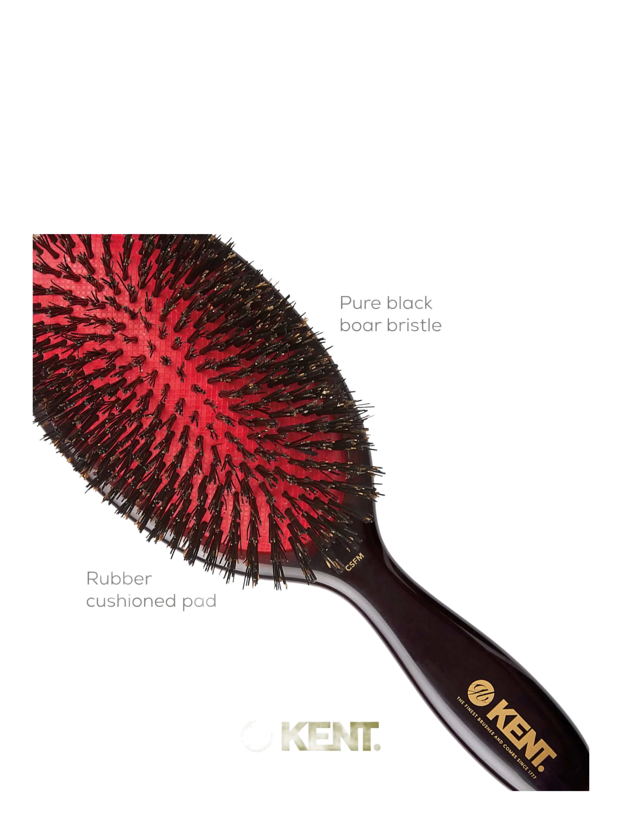 Kent Brushes - Classic Shine Medium Black Bristle Hairbrush - stylingbørster - black - 5