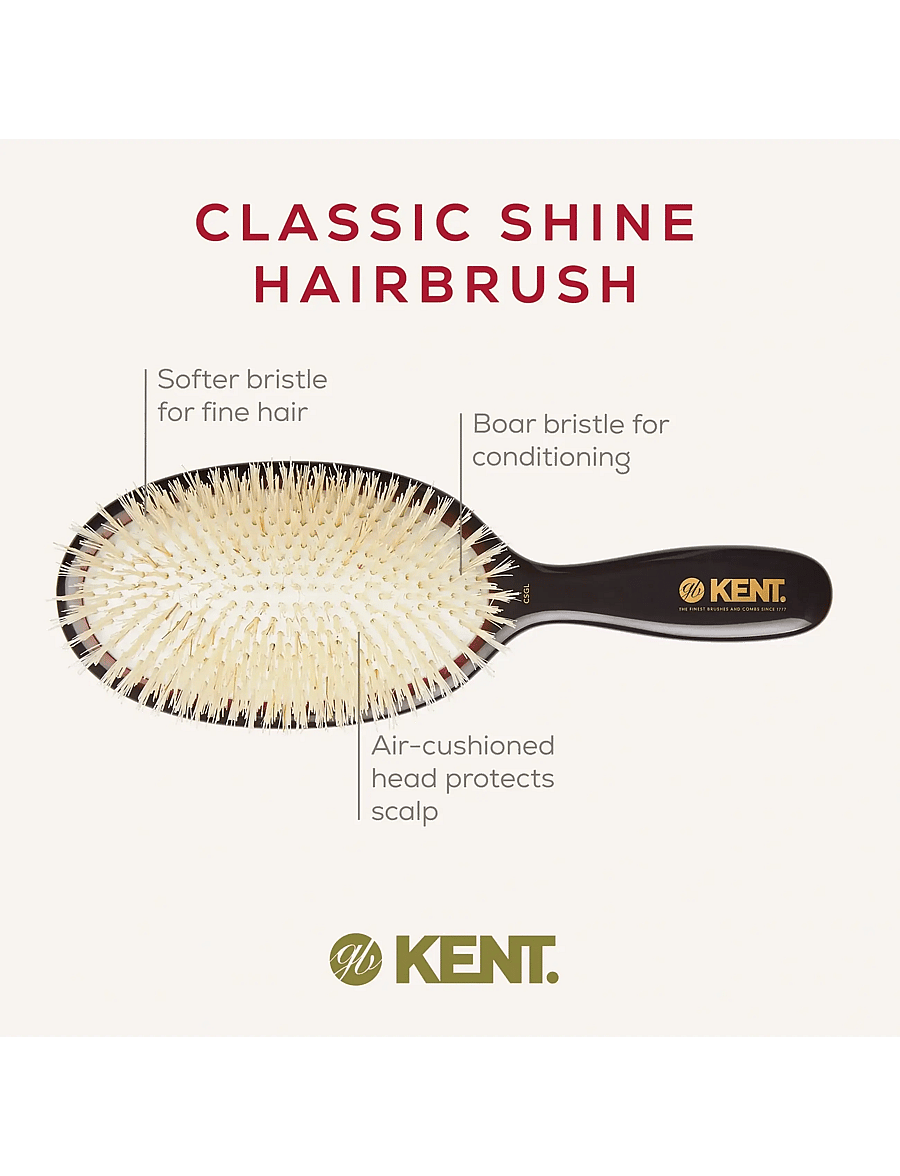 Kent Brushes - Classic Shine Large Soft White Pure Bristle Hairbrush - utredningsborste - black - 4