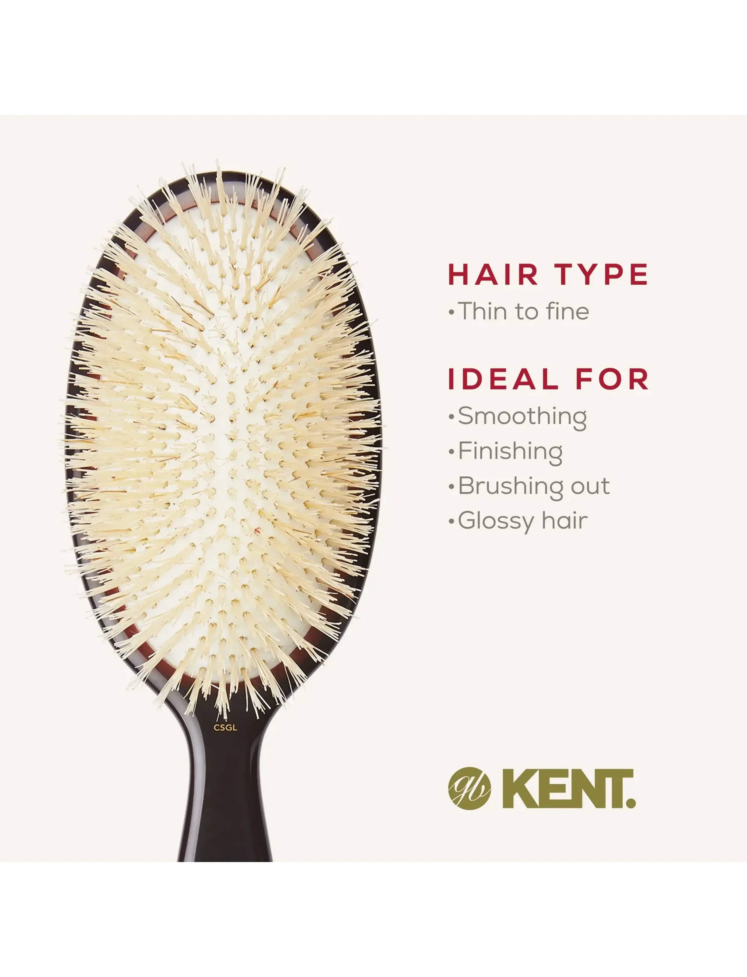 Kent Brushes - Classic Shine Large Soft White Pure Bristle Hairbrush - black - 5