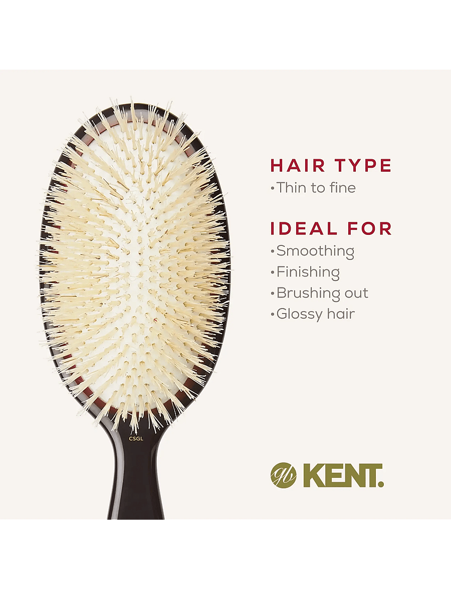 Kent Brushes - Classic Shine Large Soft White Pure Bristle Hairbrush - utredningsborste - black - 5