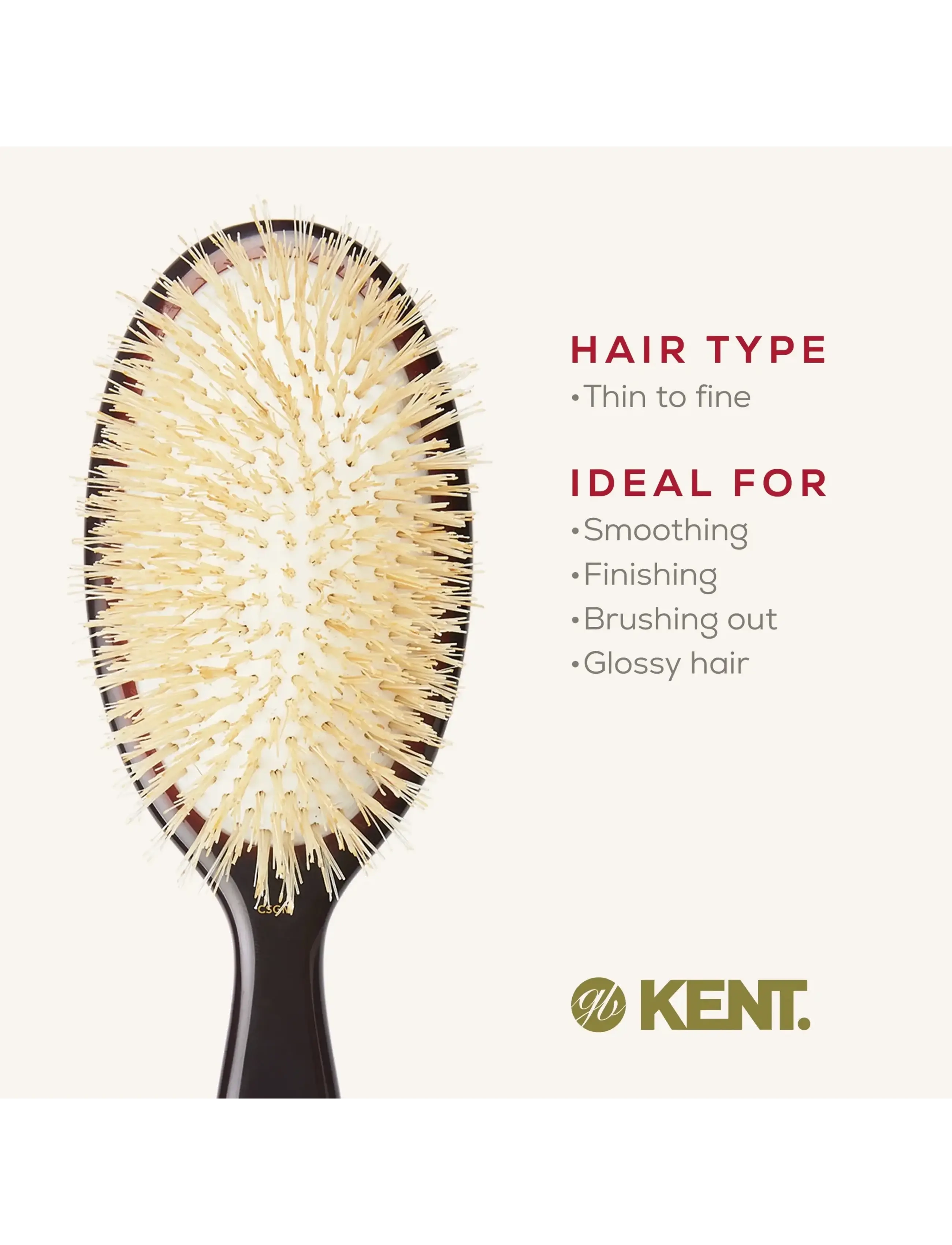 Kent Brushes - Classic Shine Medium Soft White Pure Bristle Hairbrush - paddelbørster - black - 3