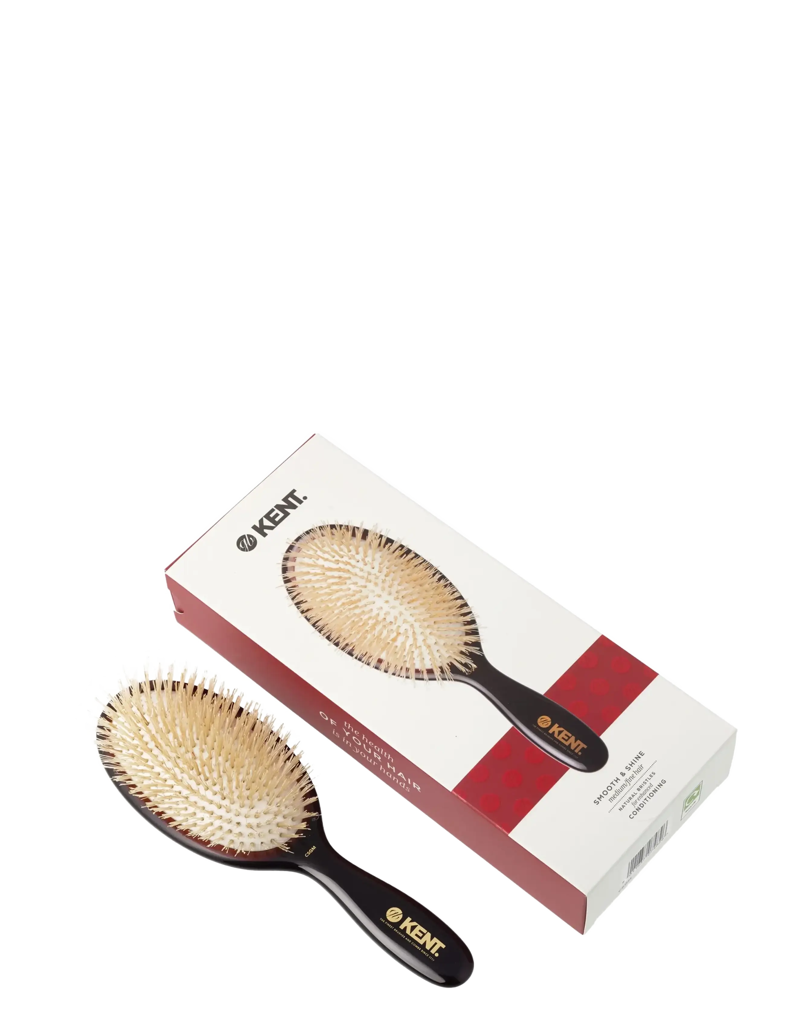 Kent Brushes - Classic Shine Medium Soft White Pure Bristle Hairbrush - paddelbørster - black - 5