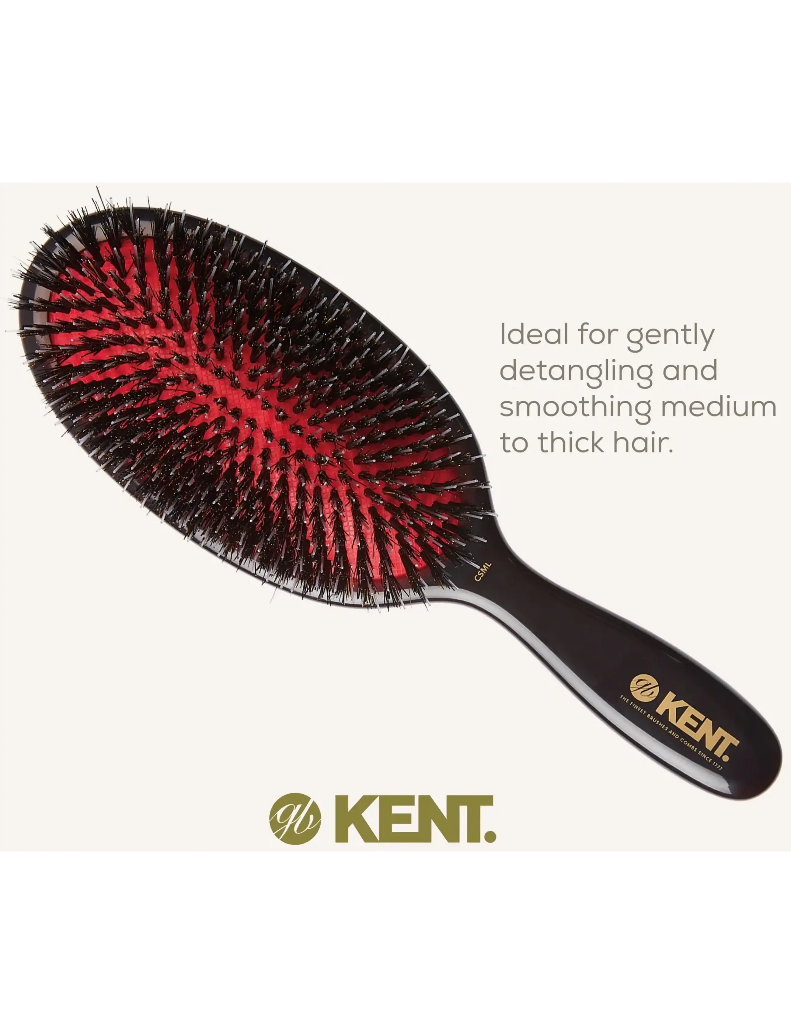 Kent Brushes - Classic Shine Large Black Porcupine Mixed Bristle Hairbrush - paddelbørster - black - 2