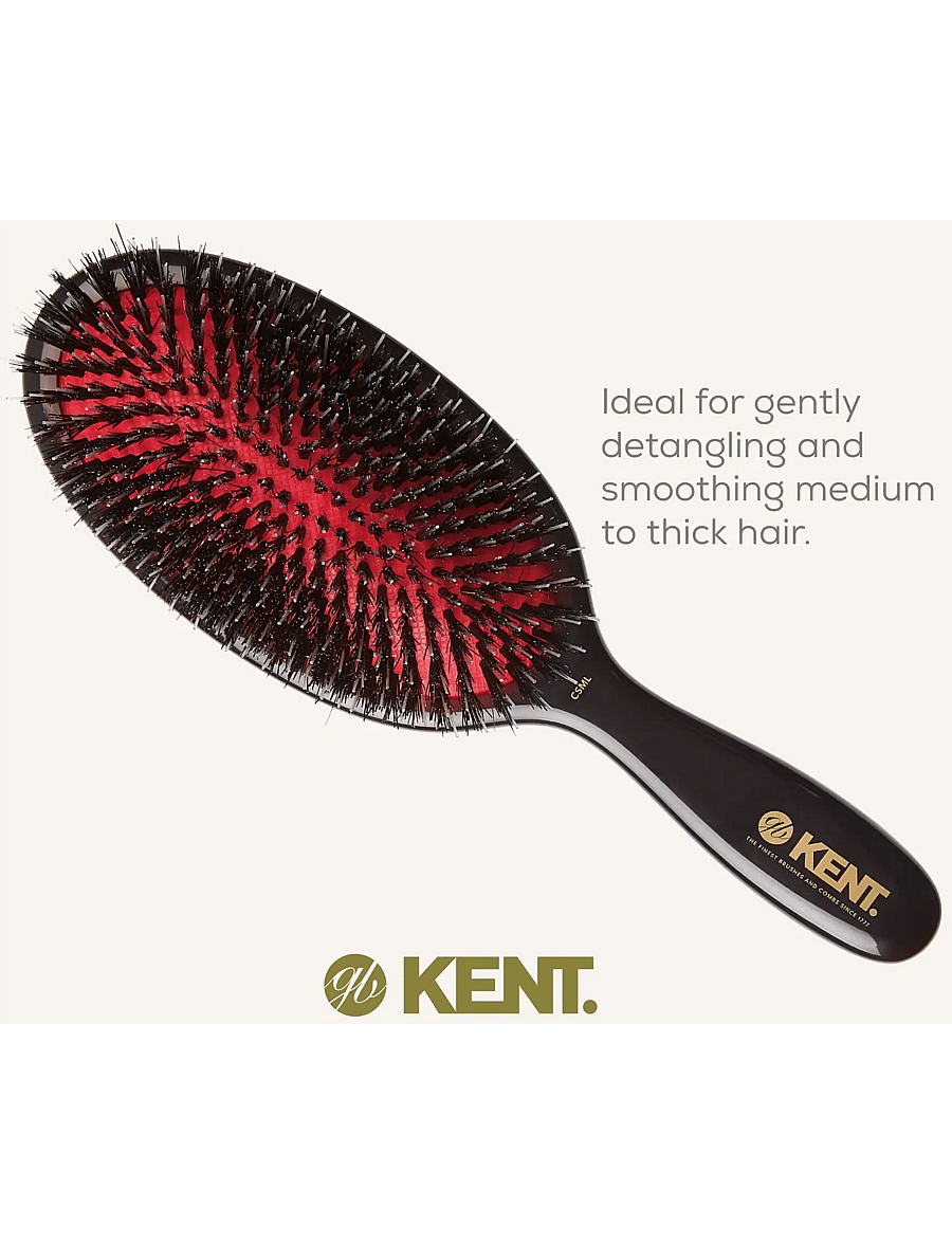 Kent Brushes - Classic Shine Large Black Porcupine Mixed Bristle Hairbrush - hárbursti - black - 2